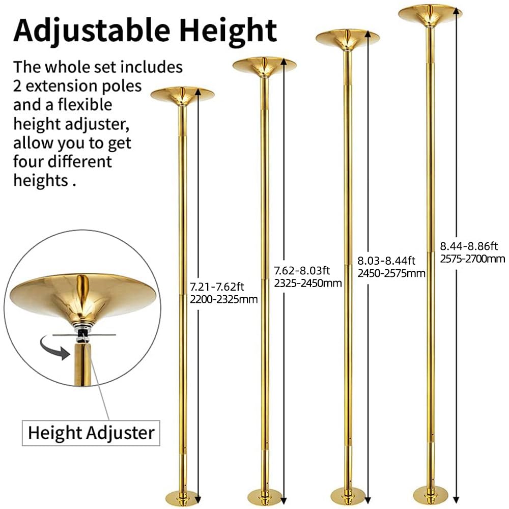 PRIORMAN Dance Pole Set -Premium Height Adjustable 7.38-8.85ft Portable 45mm Diameter 360°Spinning Dancing Pole for Home,200KGS Capacity,Drill-Free Installation with Floor-to-Ceiling Stability