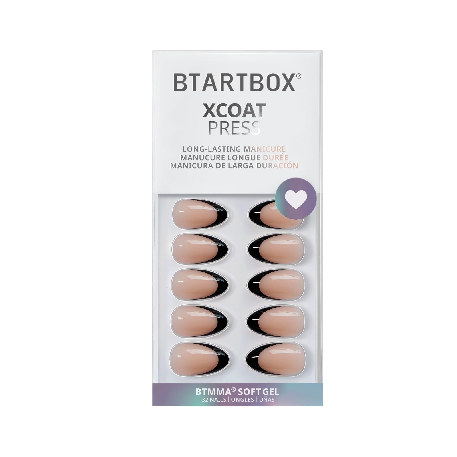 BTArtbox Press on Nails Coffin - Gold Rose French Tips Press On Nails Short for Women, Cat Eye Nail Tips, Glitter Fake Nails with Glue, Glue On Nails in 16 Sizes - 30 Nail Kit, Gold Dust: B-Black French