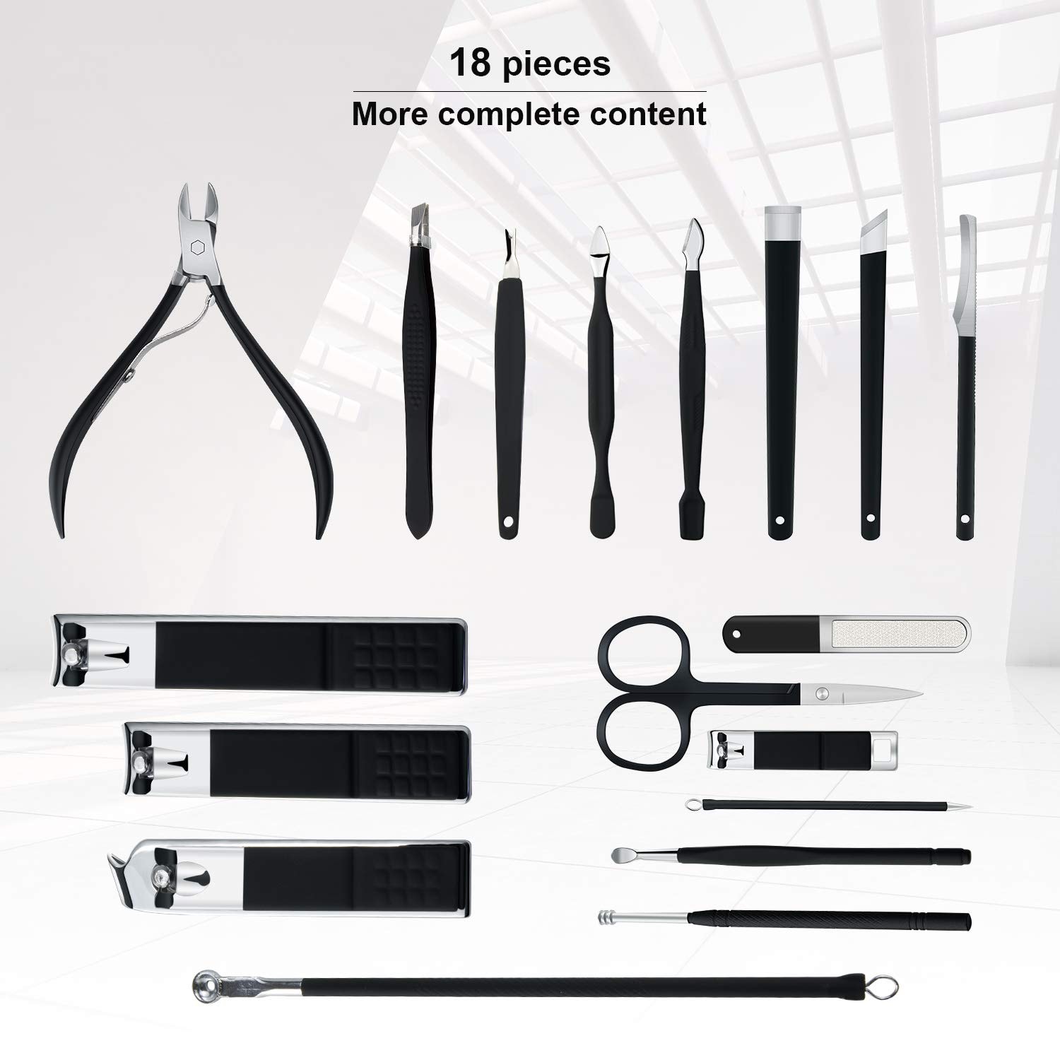 Manicure Set Professional Nail Clippers Kit Pedicure Care Tools- Stainless Steel Women Grooming Kit 18Pcs for Travel or Home (): Pink