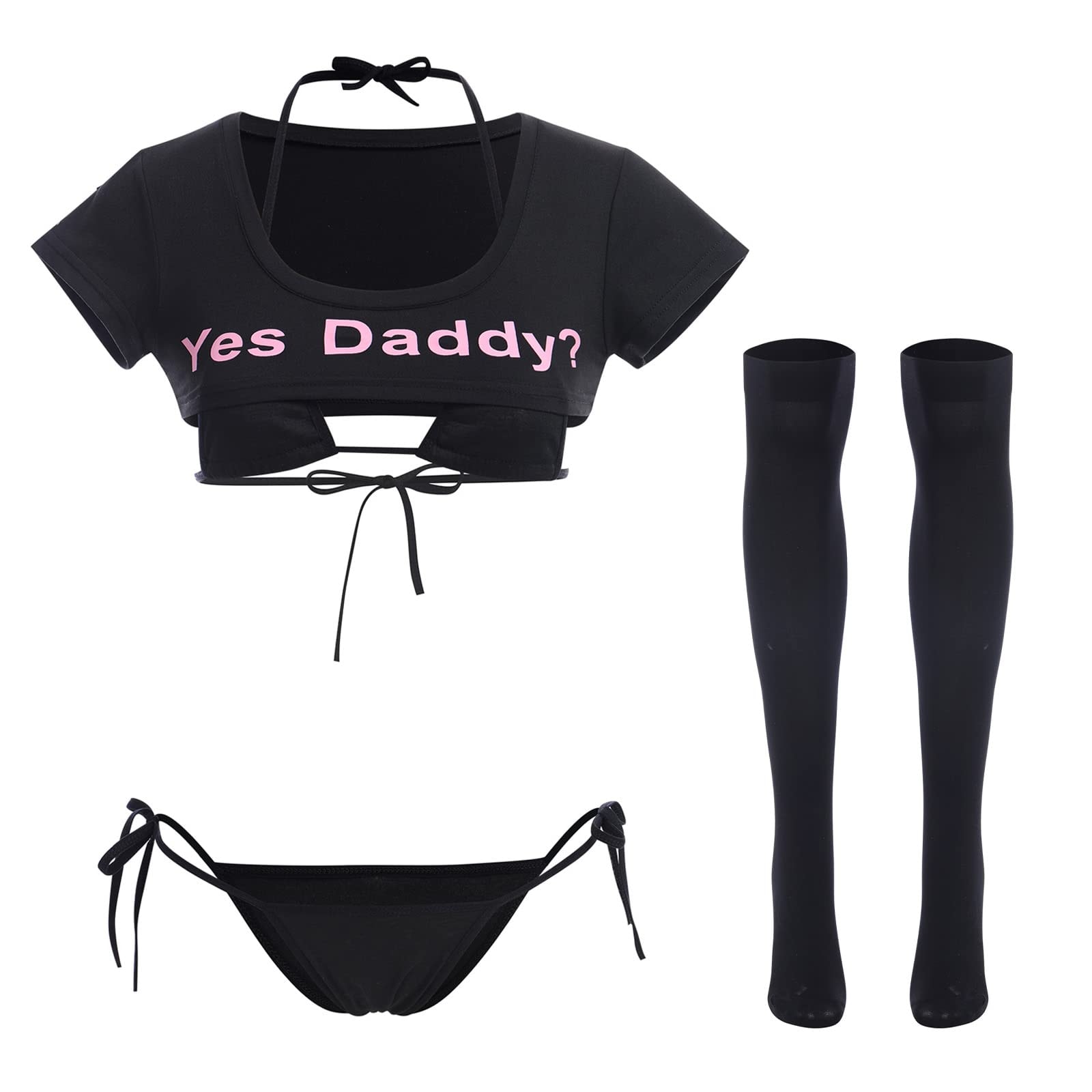 ABAFIP Women Cute Kawaii Striped Bikini Lingerie Set Micro Tiny Bra G-String Panty/Garter Belt 2Pcs / 3Pcs Underwear - Image 1