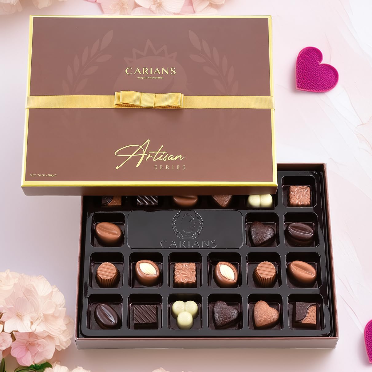 CARIANS Chocolate Gift Box, Assorted Luxury Premium Pralines Gourmet Chocolate Gift Basket, Dark, Milk & Truffles, Box of Candy: Brown Box