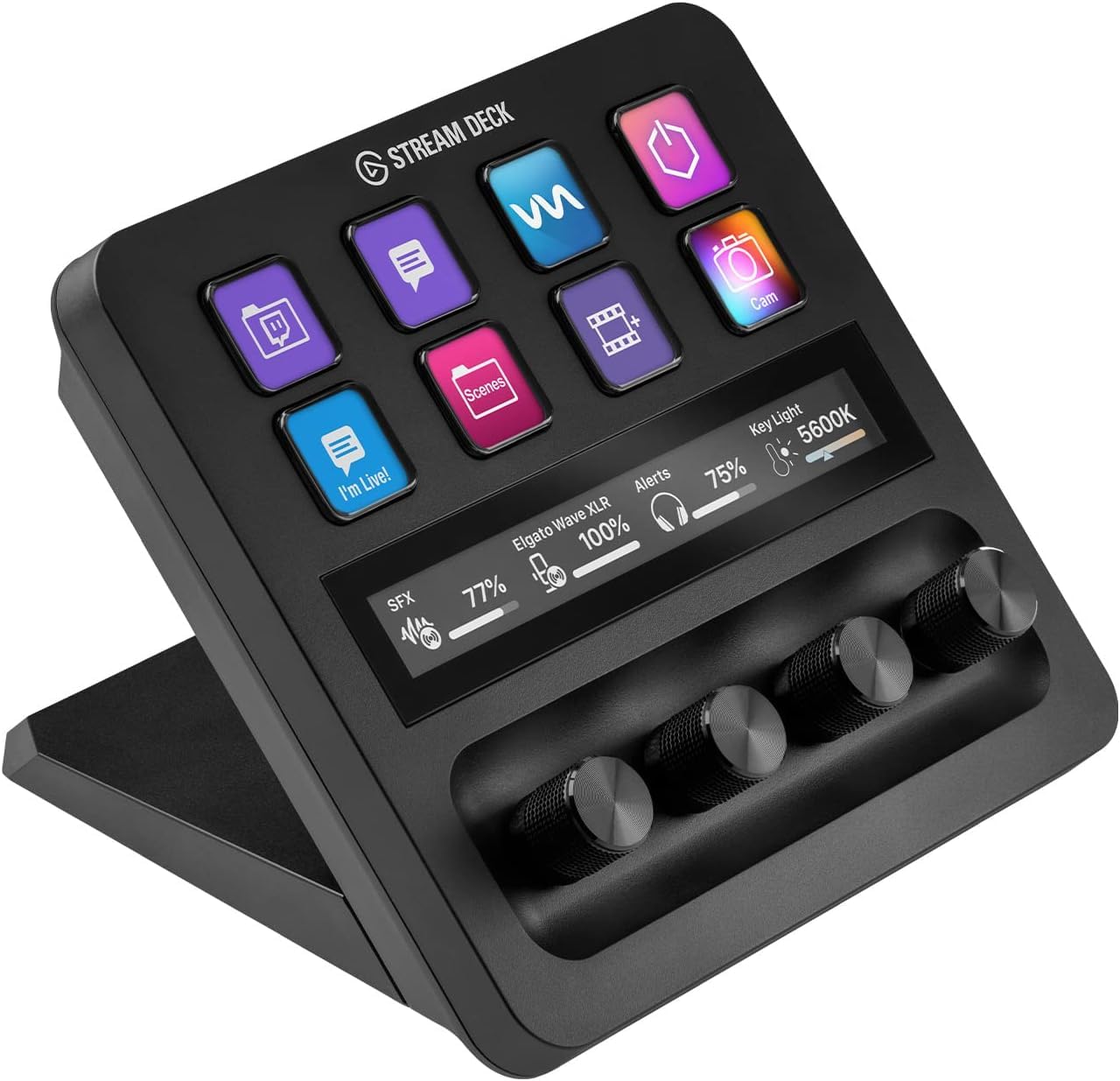 Elgato Stream Deck +, Audio Mixer, Production Console and Studio Controller for Content Creators, Streaming, Gaming, with customizable touch strip dials and LCD keys, works with Mac and PC: Audio Mixing (USB Mic) Controller + Condenser Microphone