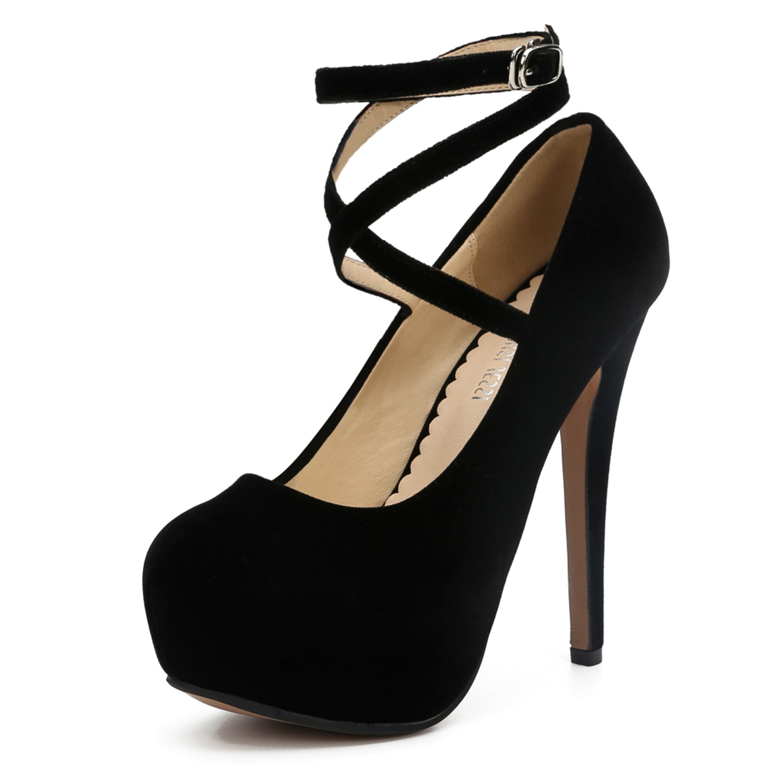Women's Ankle Cross Strap Pumps Platform Stiletto Dress High Heel