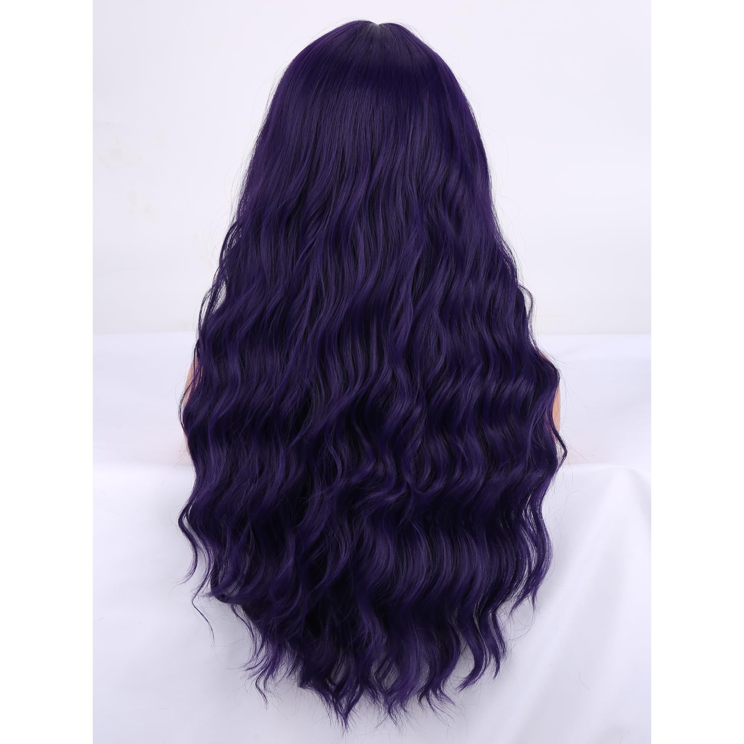 MAGQOO  Flame Fire Wig - Long Curly Wavy Ombre Wigs for Women & Girls - Middle Part, Heat Resistant, High Density Synthetic Wigs: Dark Purple