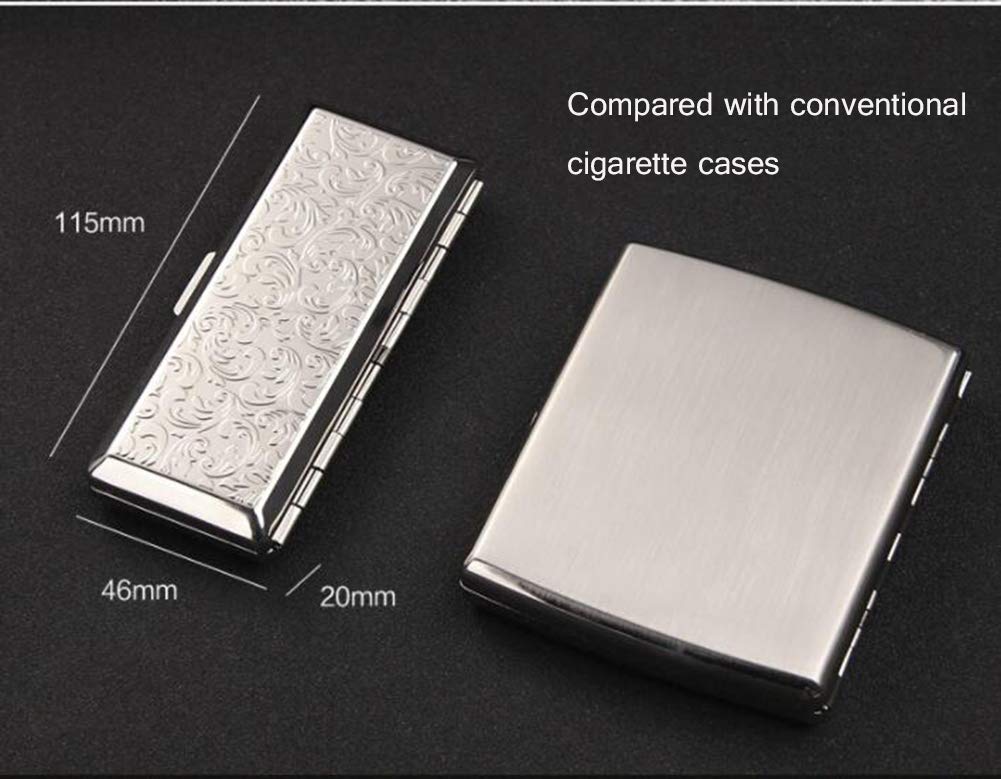 EEKUY Ultra-Thin Portable Cigarette Case - Holds 14 Cigarettes, Gold