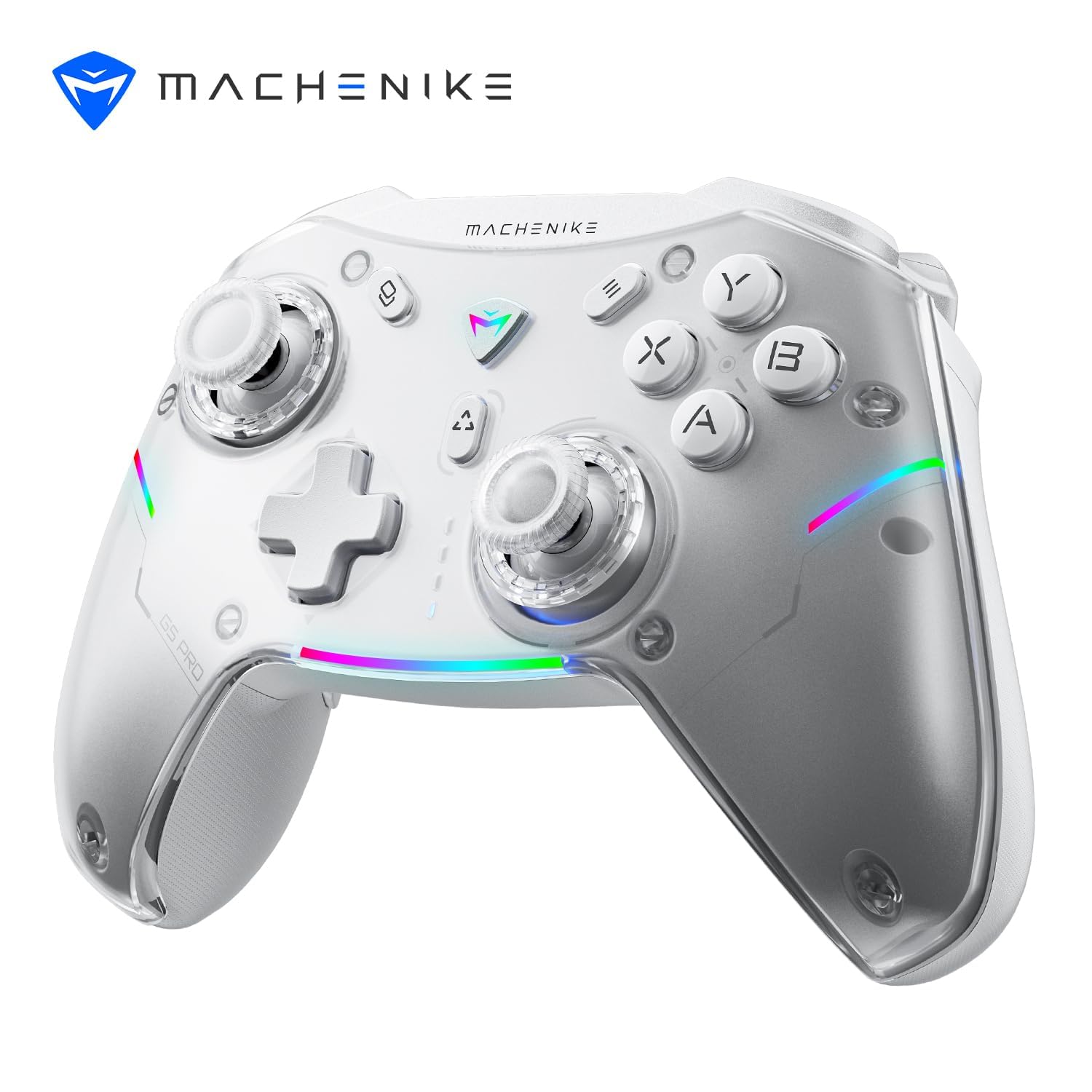 Machenike G5 Pro Wireless Gaming Controller for Windows PC,Switch,IOS&Android,PC Controller Hall Effect Joystick＆Triggers/Gyroscope,RGB Lights (): White
