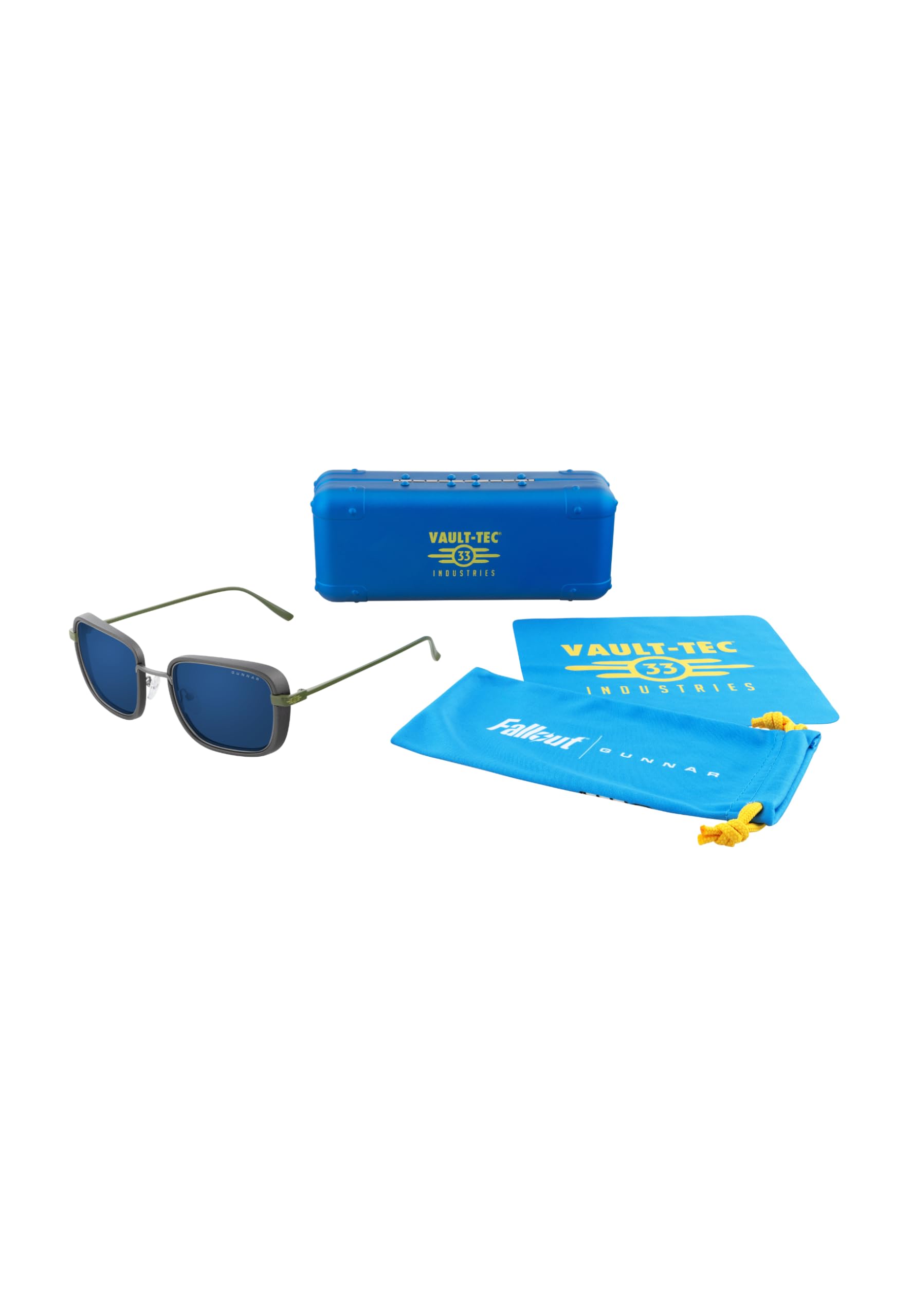 Fallout GUNNAR Gaming, Computer, Blue Light Blocking Glasses – Exclusive Vault 33 Glasses – Patented Lens Technology: Gunmetal/Olive Sun