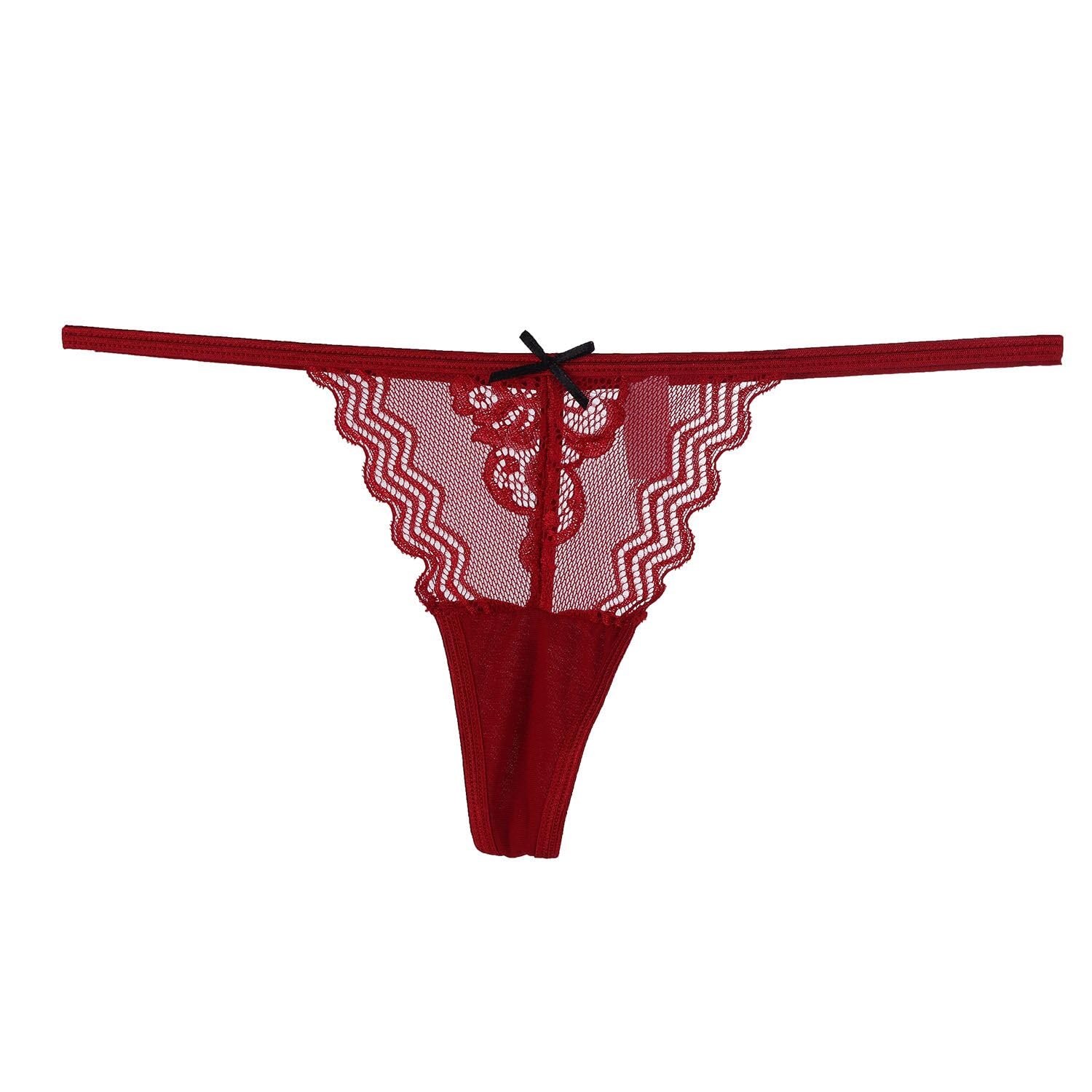 COLOROSES Pack of 6 Women Lacy G-String Thongs No Show Panties Sexy Underwear Assorted Lace Pattern and Colors