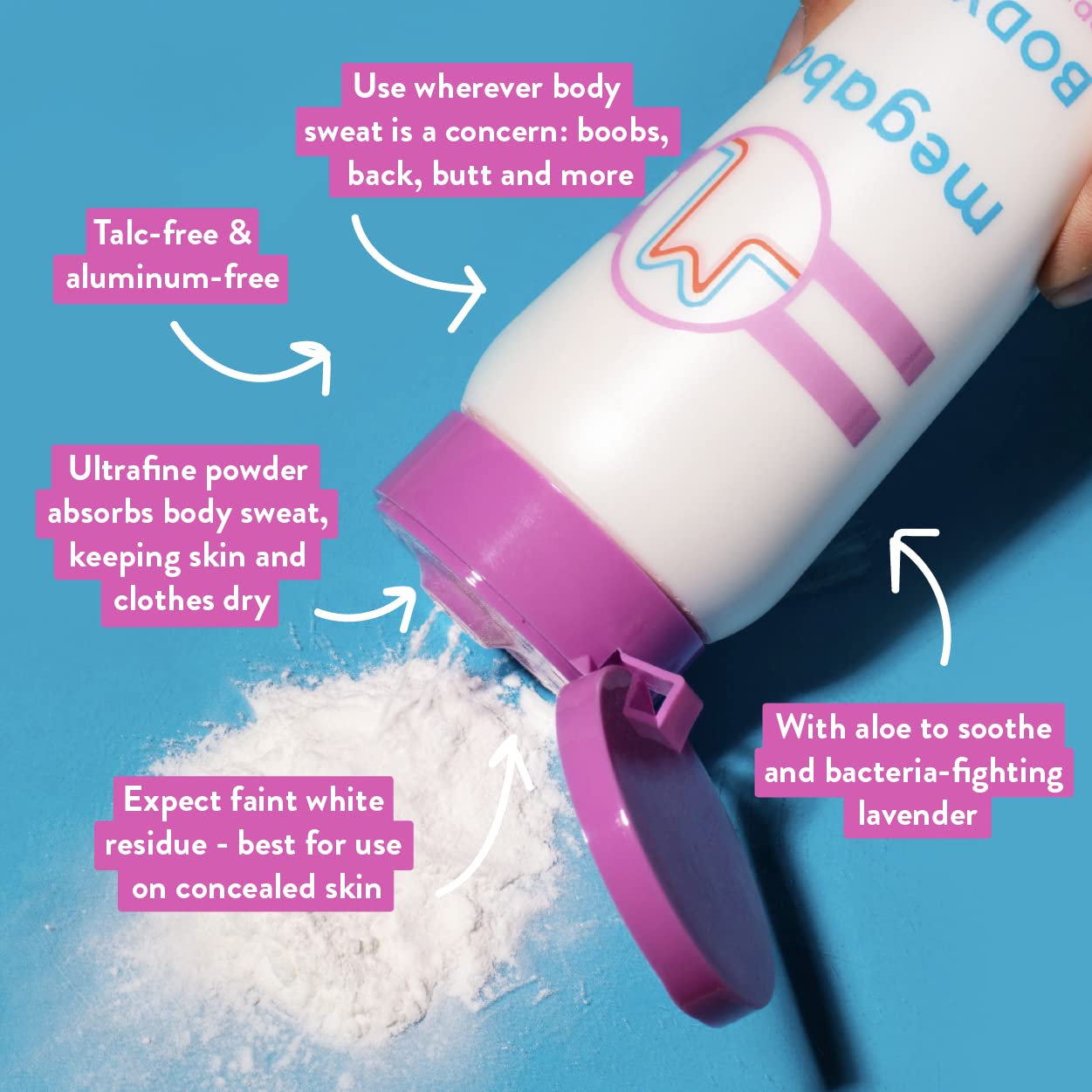 Megababe Sweat Absorbing 2-Piece Bundle - Body Dust Powder 6 oz & Dust Puff | Sweat-Absorbing, Talc-Free thumbnail 4