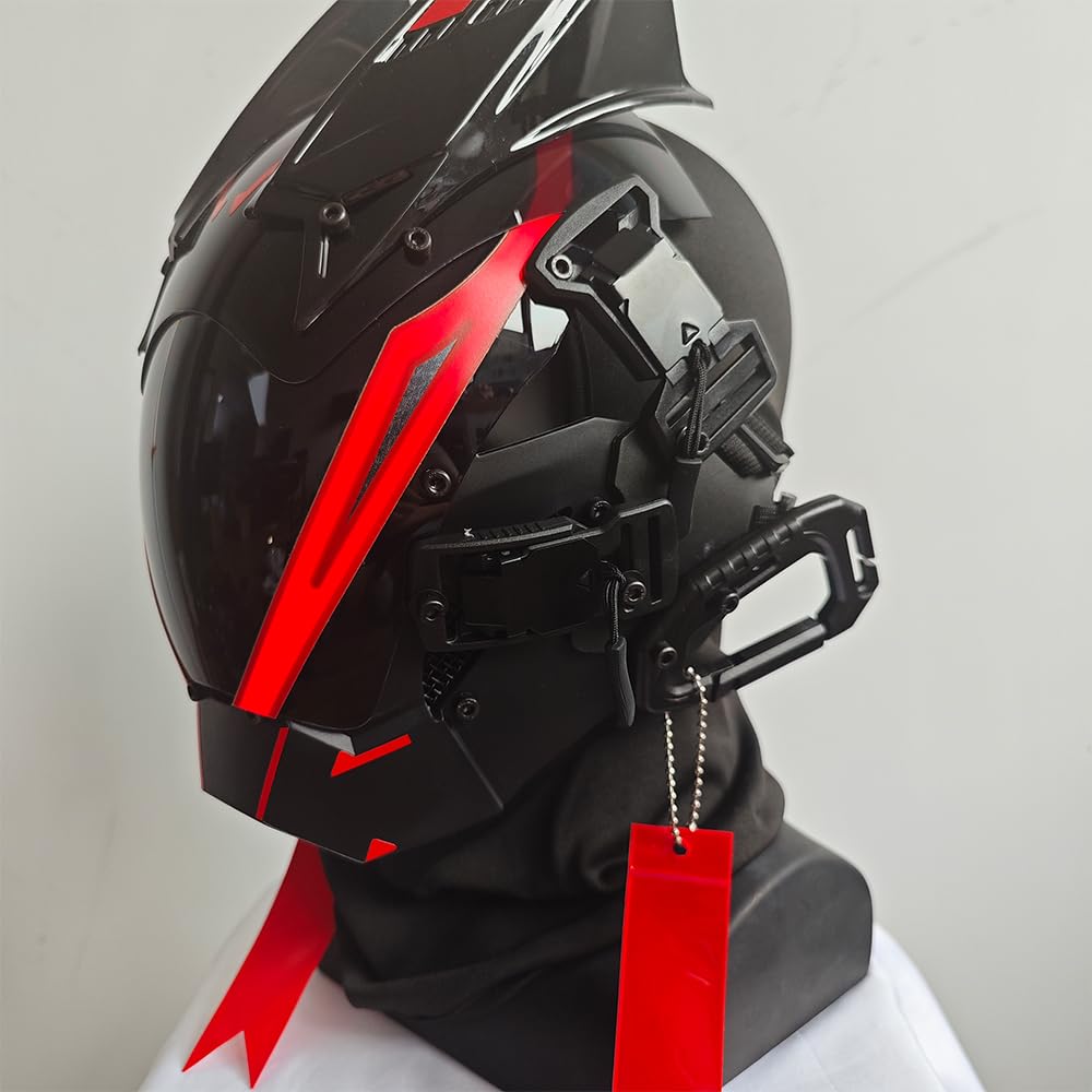 KYEDAY Punk Mask for Men,LED Mask for Women,Futuristic Punk Techwear, Cosplay Halloween Fit Party Music Festival Accessories: Red