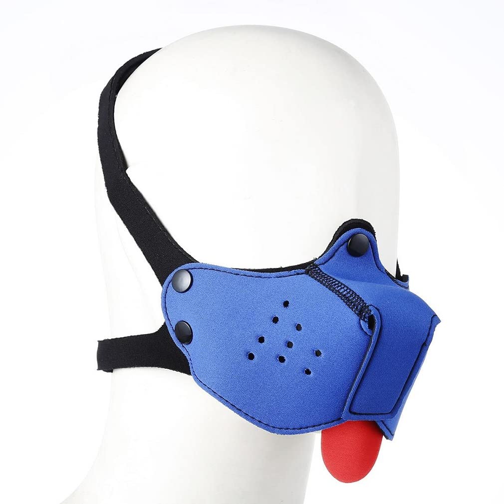 Neoprene Puppy Face Muzzle Dog Hood Mask Play Hoods: Blue