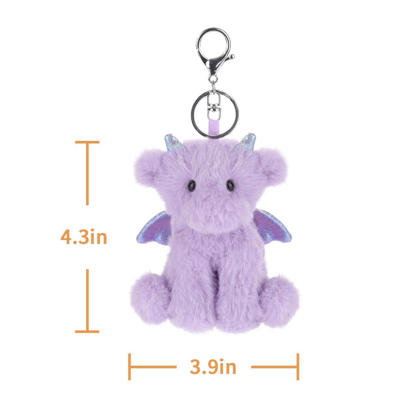 Apricot Lamb Cute Toys Plush Purple Dragon Dinosaur Stuffed Animal Soft Keychain for Child Bag, Purse, Backpack, Handbag (Purple Dragon，4.3 Inches)