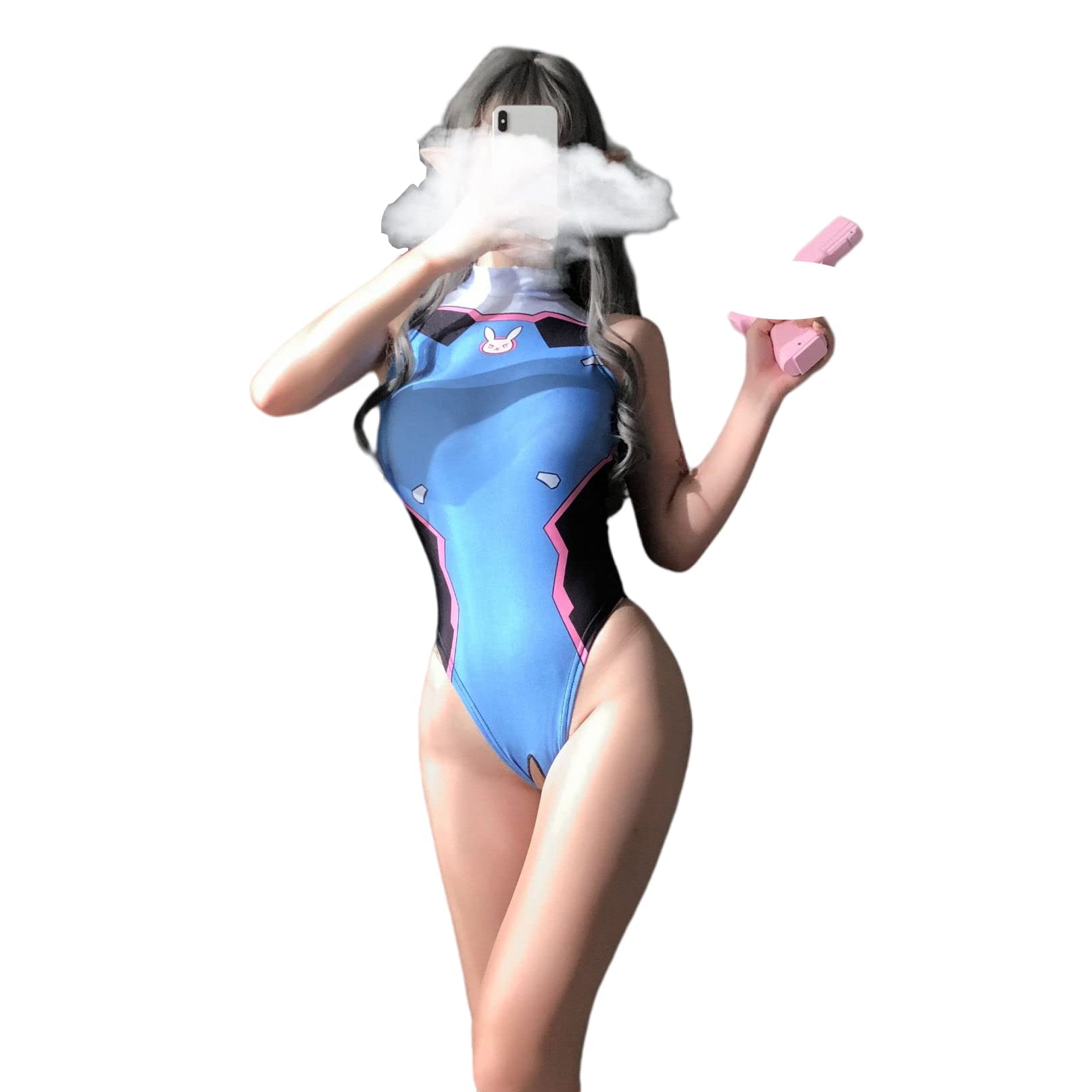 SINMIUANIME Women's One-Piece Anime Swimsuit Party High Cut Bodysuit Cosplay Leotard Teddy Lingerie Set