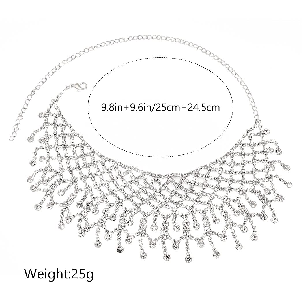 DRESBE Rhinestone Necklace Crystal Choker Necklaces Prom Necklace Chain Party Neck Jewelry for Women: DRESBE Rhinestone Necklace Crystal Choker Necklaces Prom Necklace Chain Party Neck Jewelry for Women