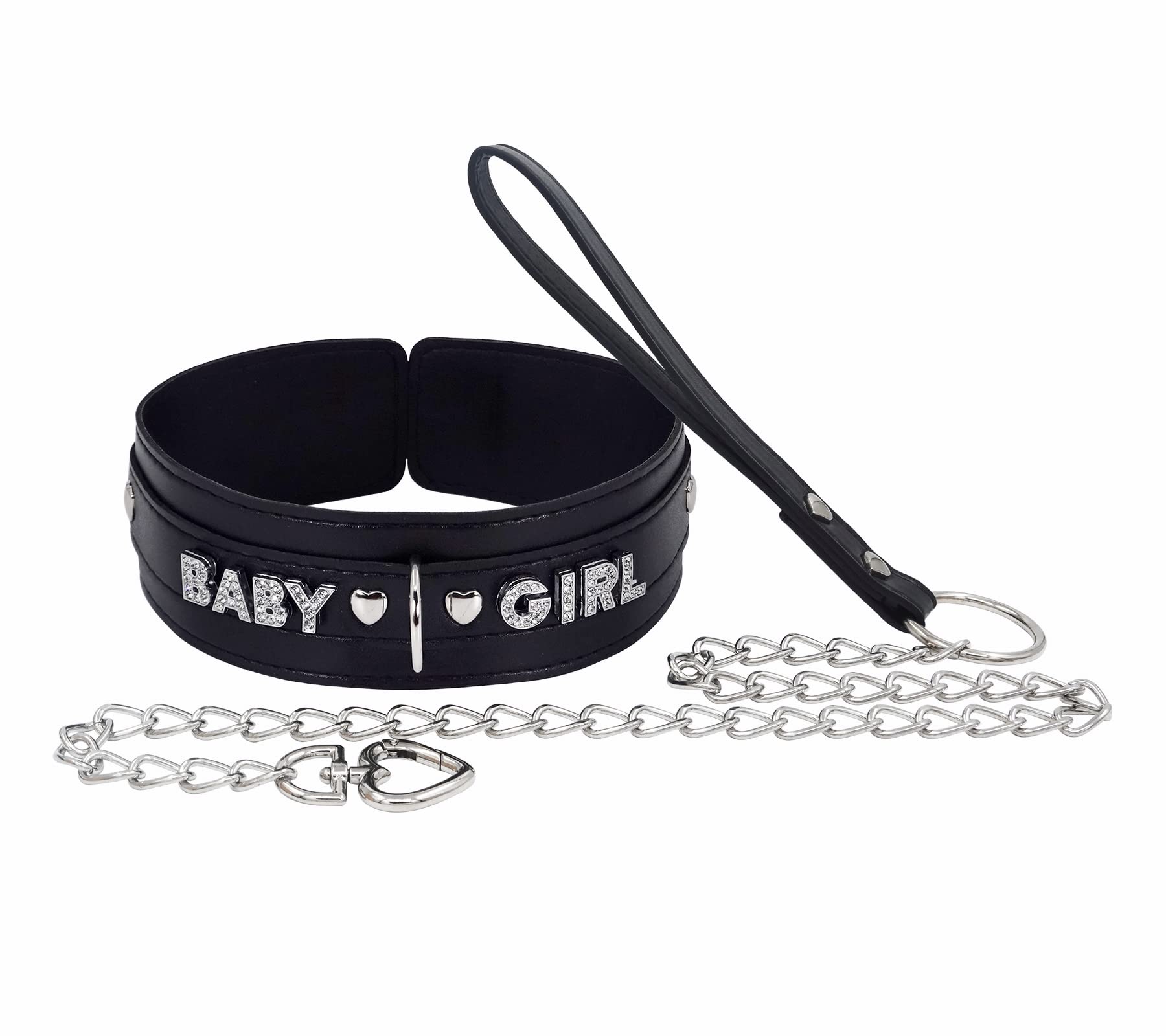paloli Black Leather Furry Choker Collar for Women: BABY