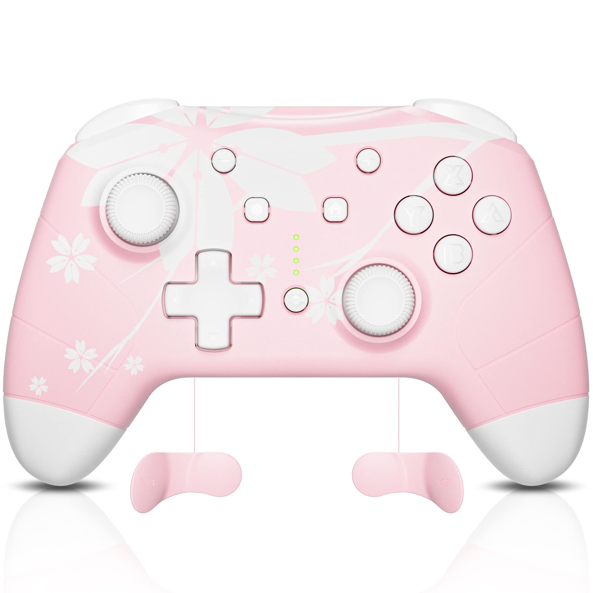 Mytrix Wireless Pro Controllers for Nintendo Switch, Windows PC iOS Android Steam/Steam Deck,  Bluetooth Controller with Programmable, Headphone Jack, Adjustable LED Light/Turbo/Vibration: Light Pink
