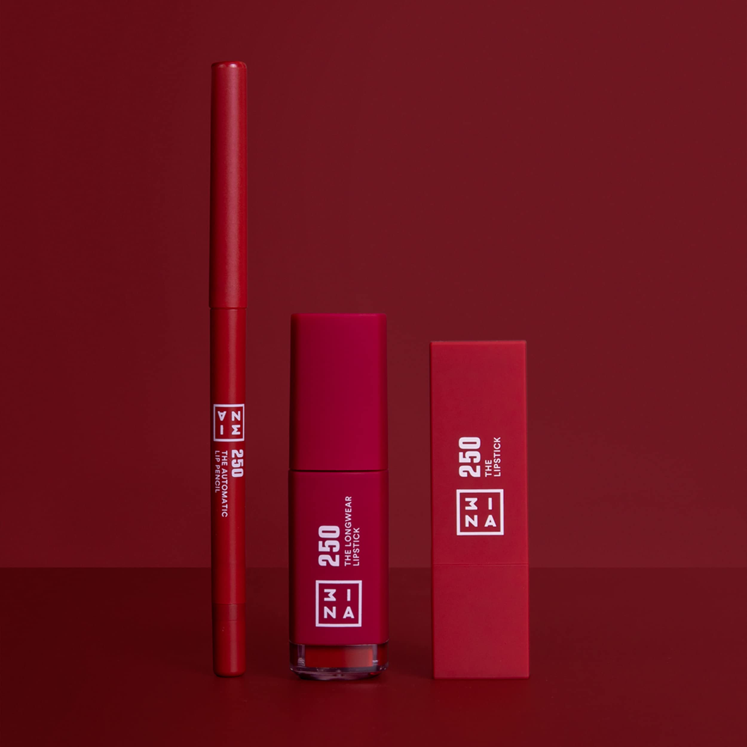 3INA The Lipstick - Moisturizing Lipstick for Women - Semi-Matte Satin Finish with 5-Hour Long Wear - Highly Pigmented and Comfortable - 250-0.16 oz: 250 - Dark Pink Red 0.16 Ounce (Pack of 1)