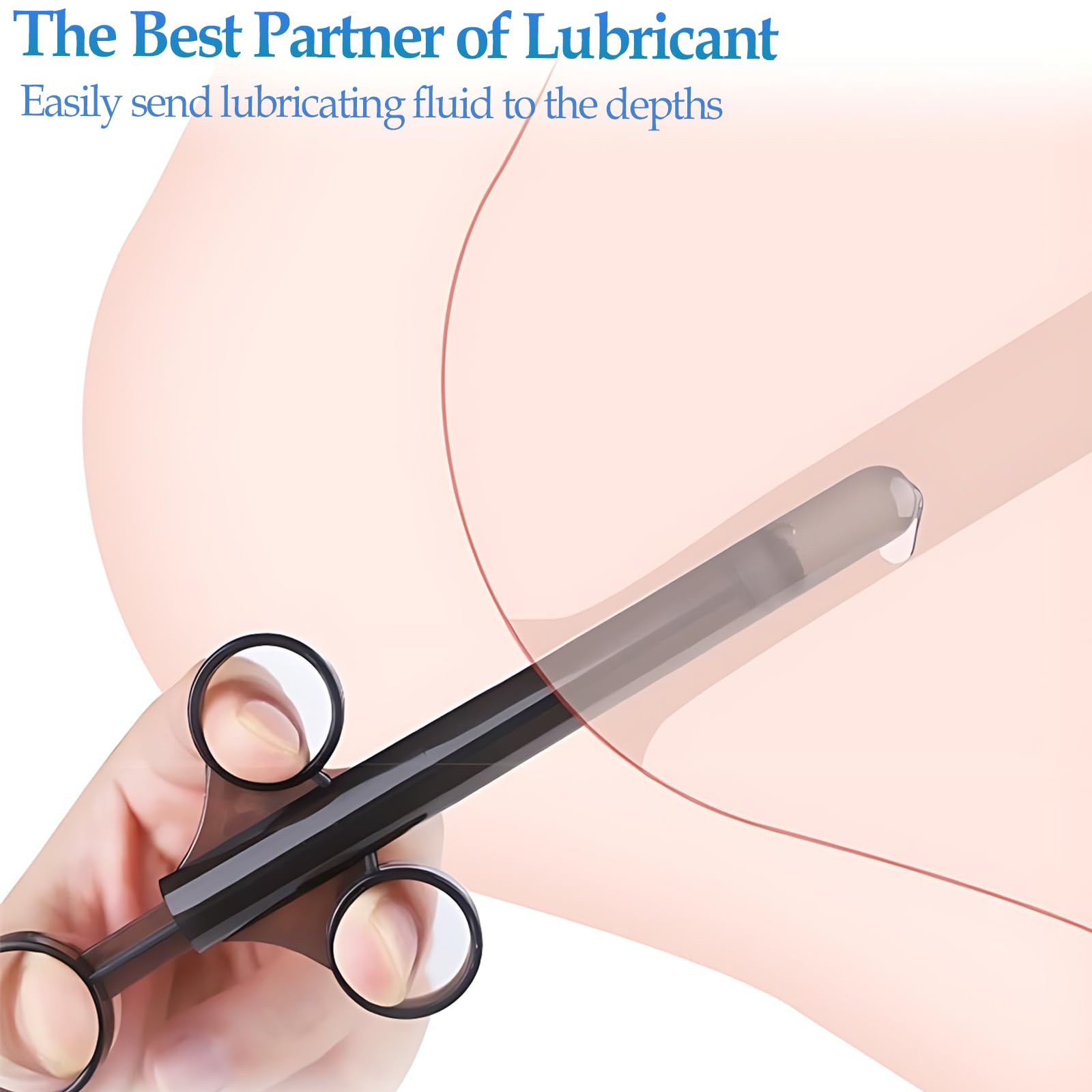 Lube Applicator Injectors with 10ml Precise Scales, 6.5” Long, Anal Shooter with Air-Proof Silicone Cap, Lubricant Applicator for Men, Women & Couples