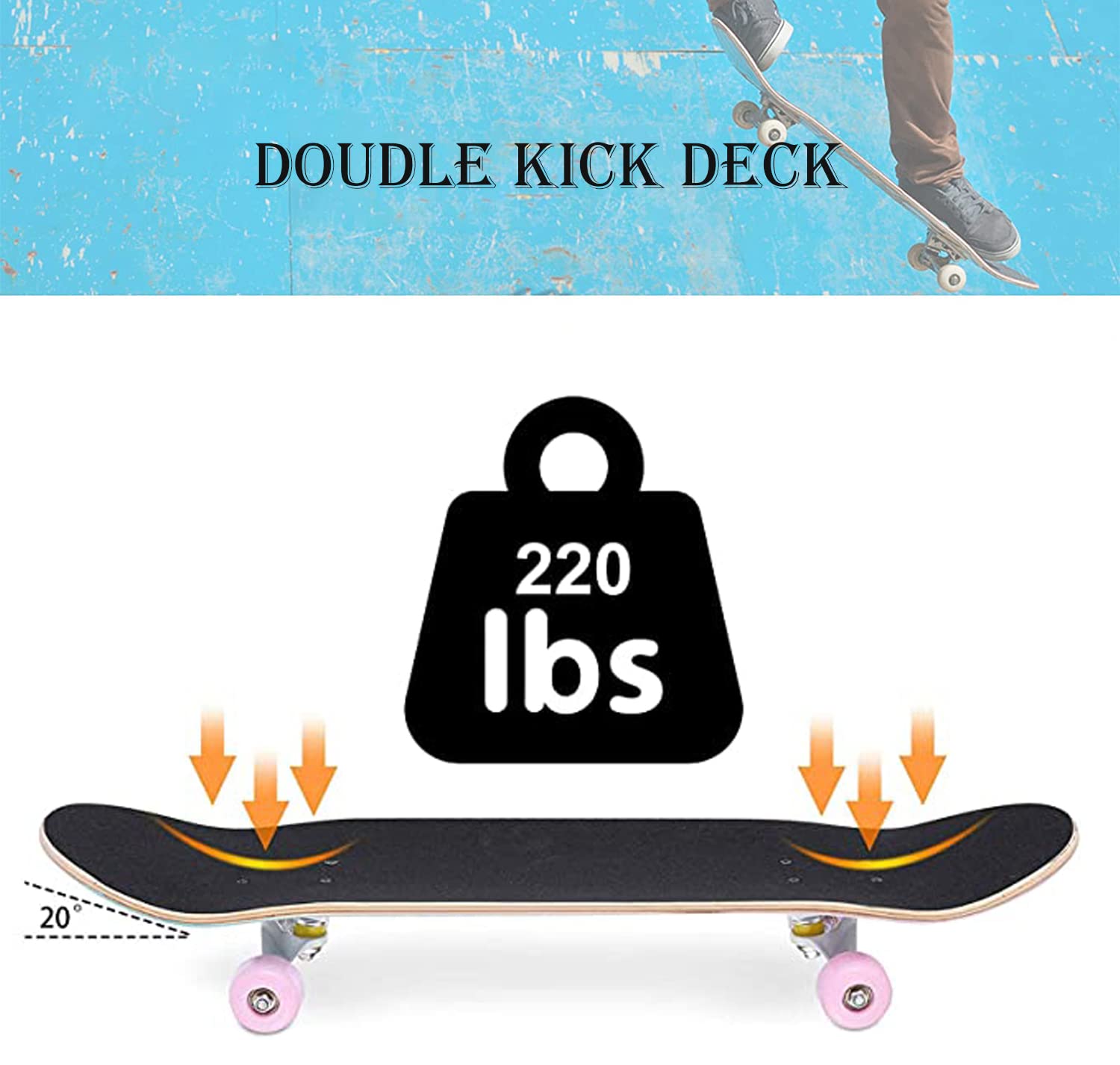 Anime Skateboards for Girls，Pink Complete Standard Skateboard, 31" X 8" Maple Double Kick Concave Skate Boards for Beginners/Kids/Youths/Teens Adult，Cute cat Skateboard