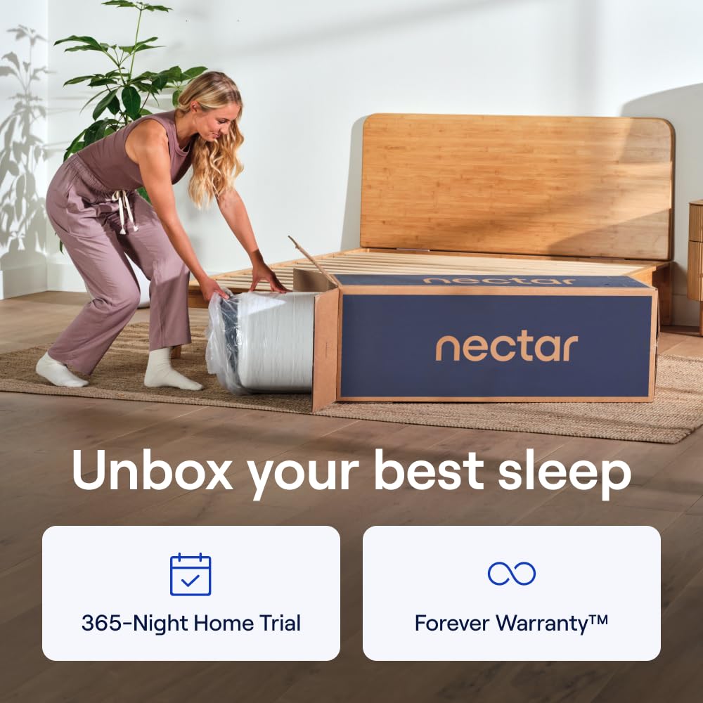 Nectar Luxe Hybrid 14” Queen Mattress - Medium Firm - Memory Foam & Innerspring Coils - Cooling Fibers - 3” Pressure Relief Layer - Mattress in a Box - 365-Night Trial & Forever Warranty: California King 12" Hybrid (New Version) Mattress