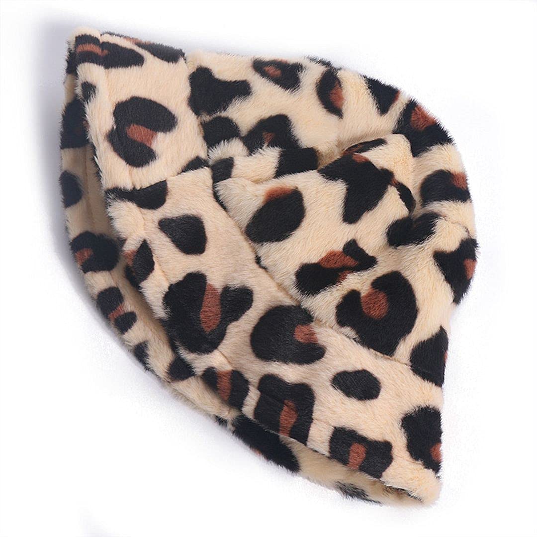 ChezAbbey Faux Fur Bucket Hat, Fuzzy Furry Winter Warm Fisherman Cap, Fluffy Teddy Sherpa Clothe Hats for Women Men Girls thumbnail 4