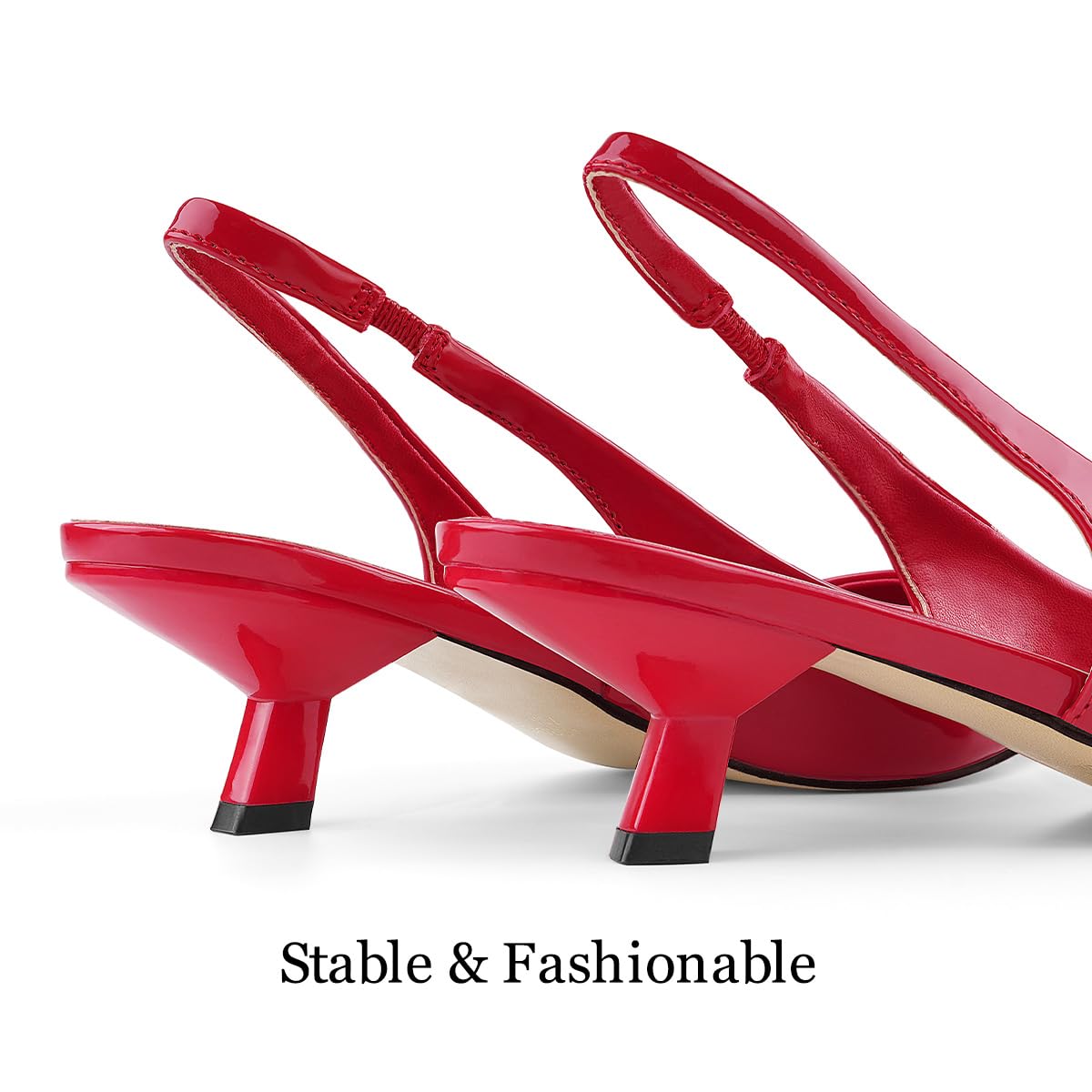 JENN ARDOR Slingback Heels for Women Low Heels Dress Shoes Kitten Pumps Dressy Heeled Sandals Wide Width Fashion Casual Shoes