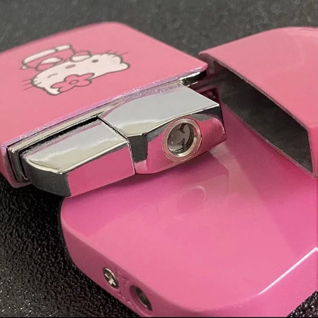 NIVEK Pink Glitter Kitty Pink Flame Pocket Lighter KT Cat Refillable Kawaii Y2K Aesthetic Windproof Flame - Image 4