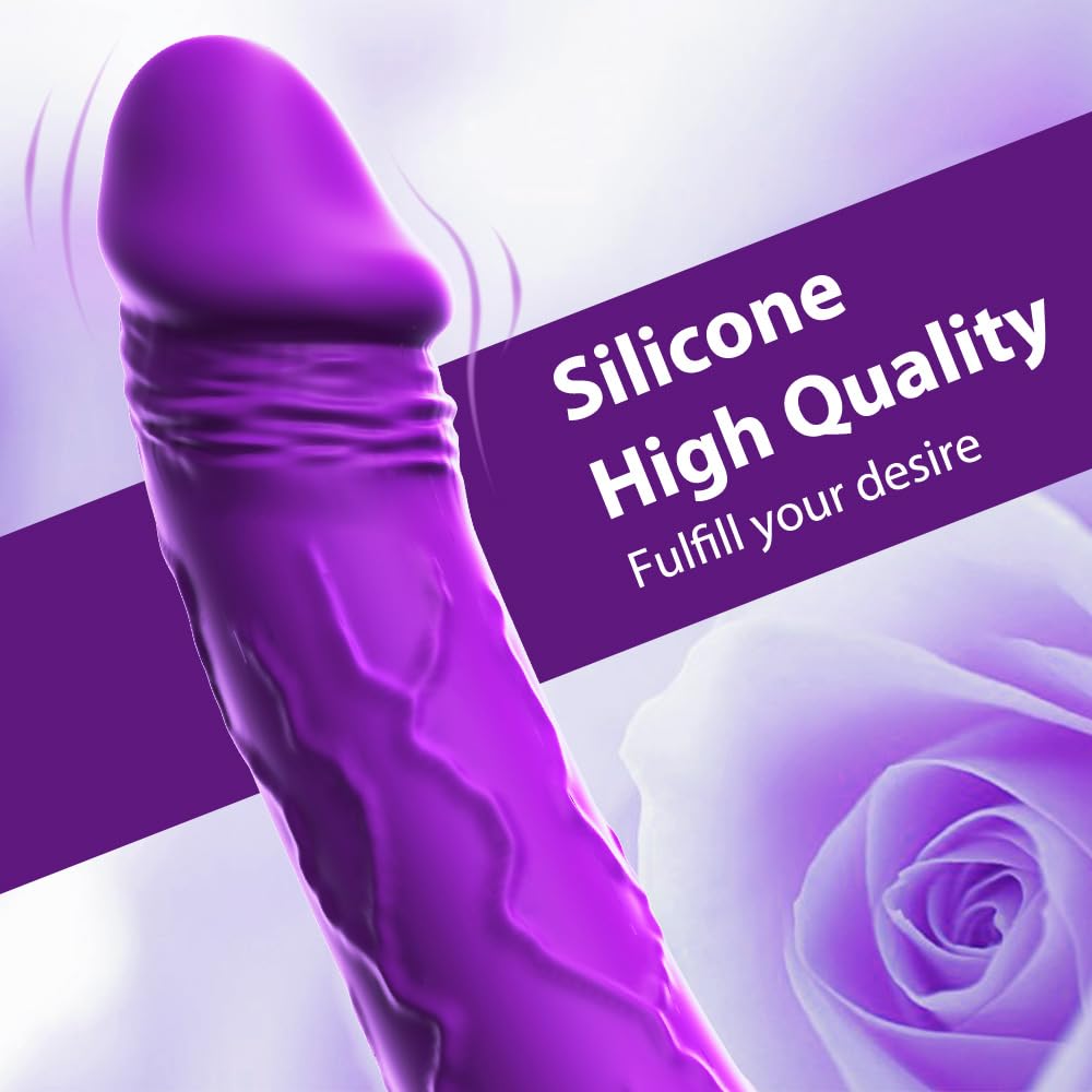 7.6 Inch Realistic Dildo Vibrator for Women，10 Powerful Vibration Modes for Clitoral and G-spot Stimulation, Waterproof Rose Adult Sex Toys for Women and Couples: Purple