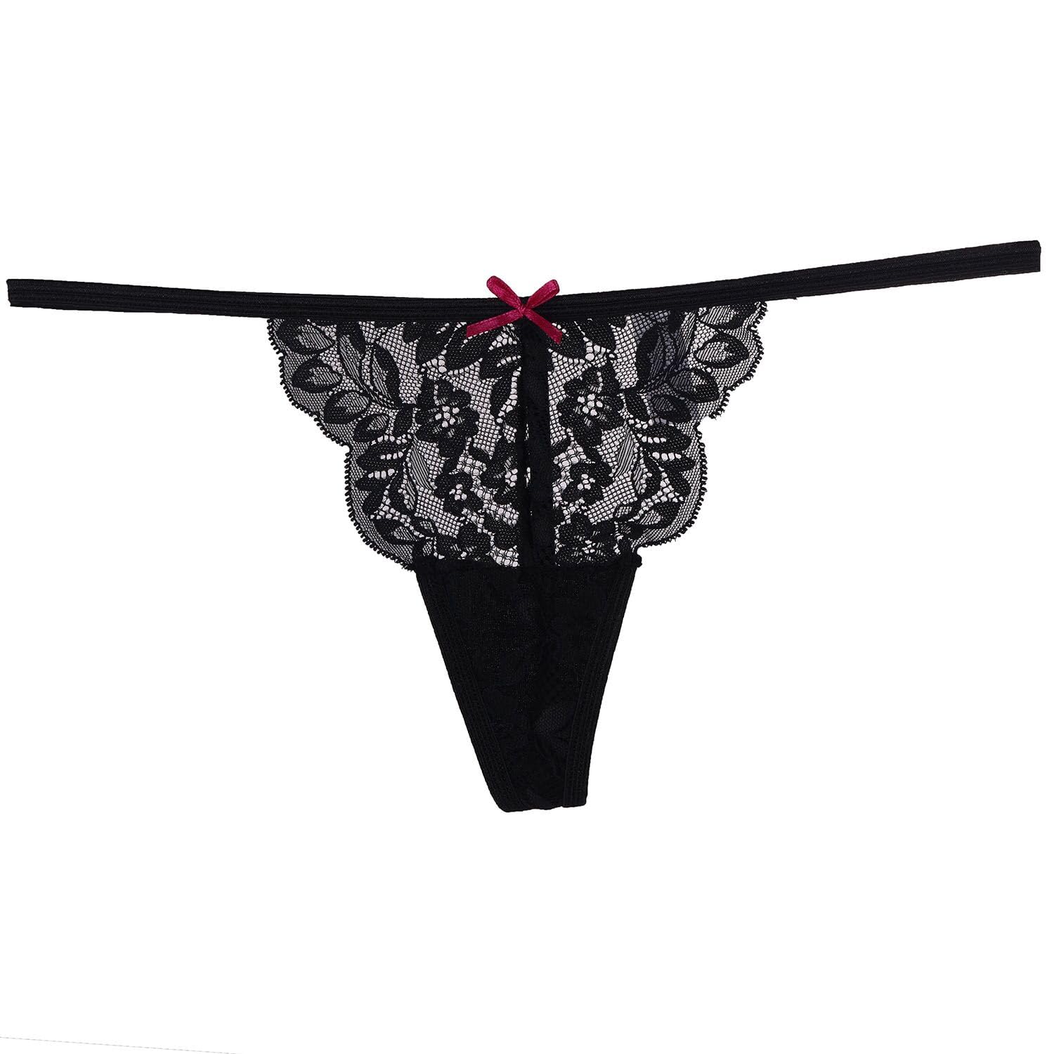 COLOROSES Pack of 6 Women Lacy G-String Thongs No Show Panties Sexy Underwear Assorted Lace Pattern and Colors