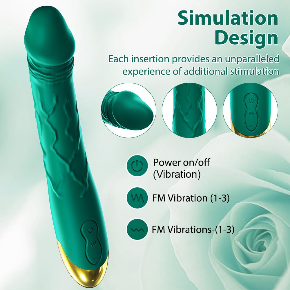 7.6 Inch Realistic Dildo Vibrator for Women，10 Powerful Vibration Modes for Clitoral and G-spot Stimulation, Waterproof Rose Adult Sex Toys for Women and Couples: Green