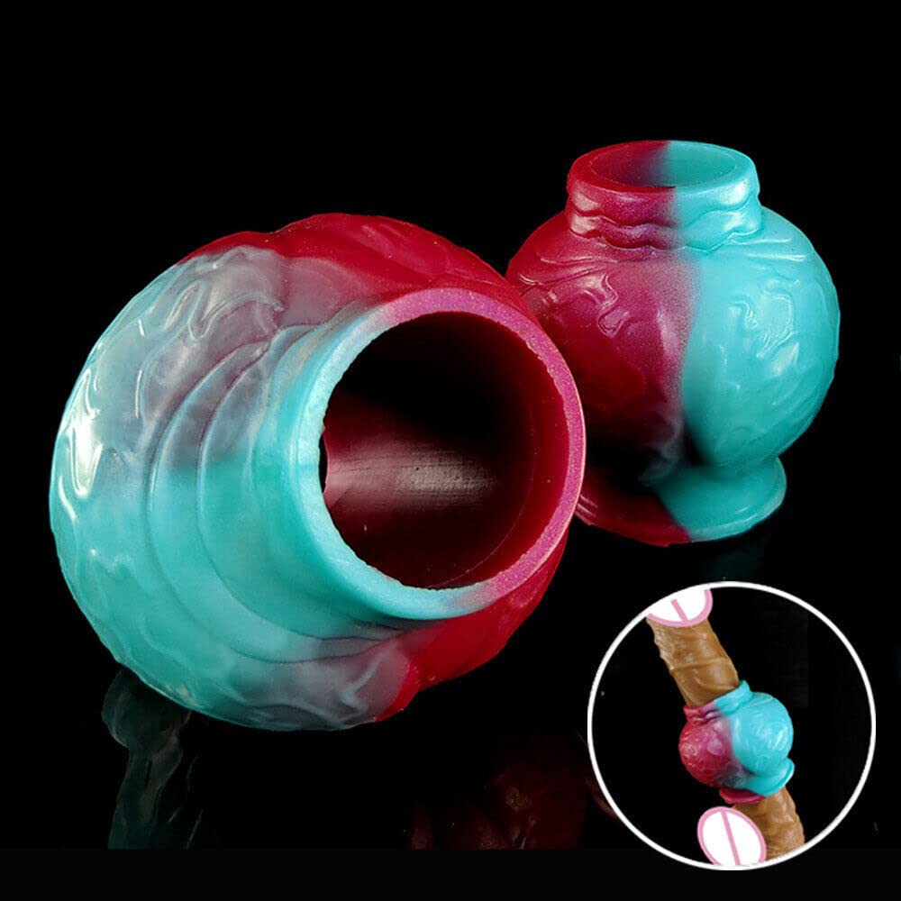 Silicone Large Knot Dildo Cock Ring Penis Sleeve Vaginal Anal Stimulate Ring Toys (M): Large