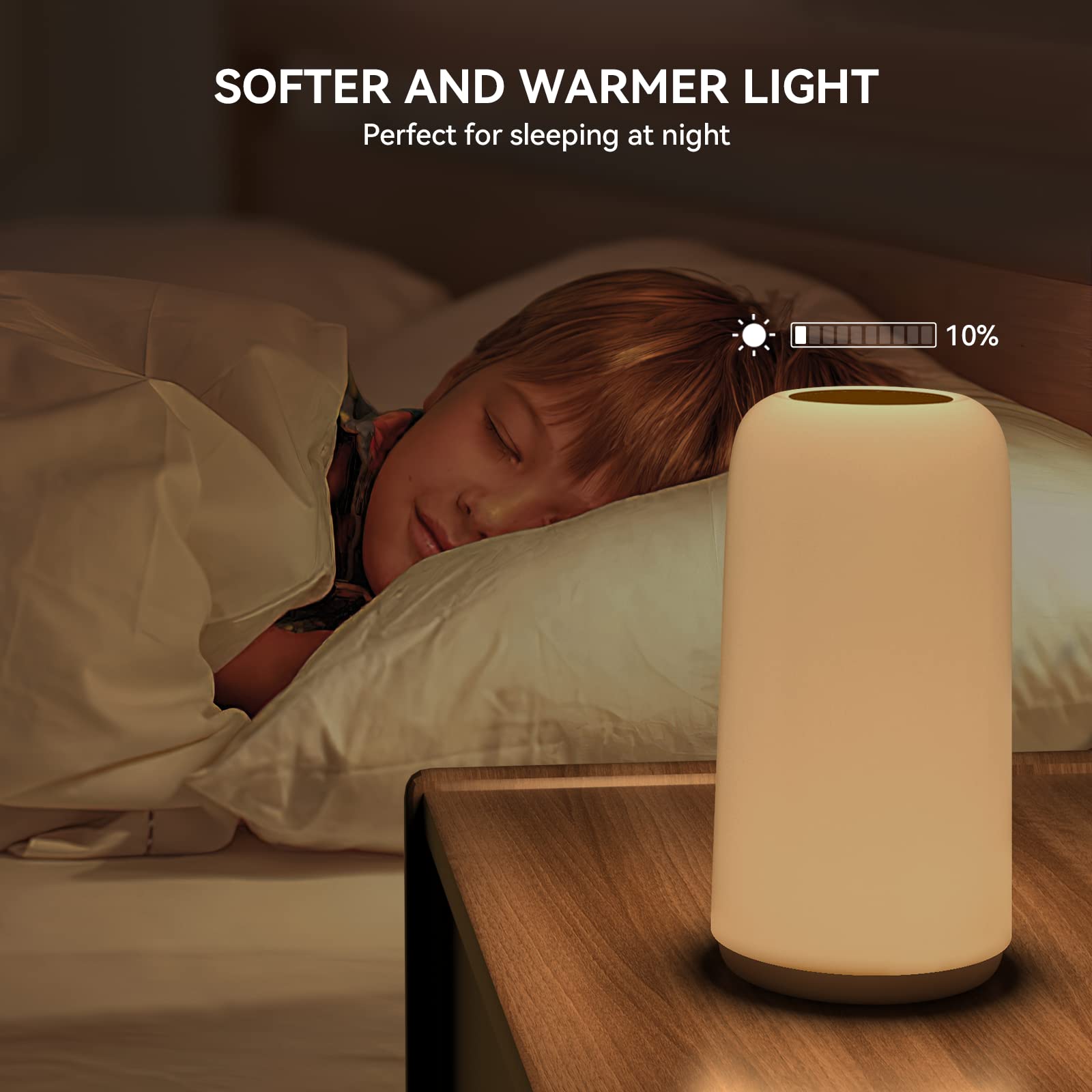 ROOTRO Touch Bedside Table Lamp, [Sleek Design & RGB Mode] 3 Way Dimmable Small Lamp for Bedroom, LED Lamp with Warm  Lights, Multi-Color Smart Nightstand Lamp for for Living Room Home Gifts: White
