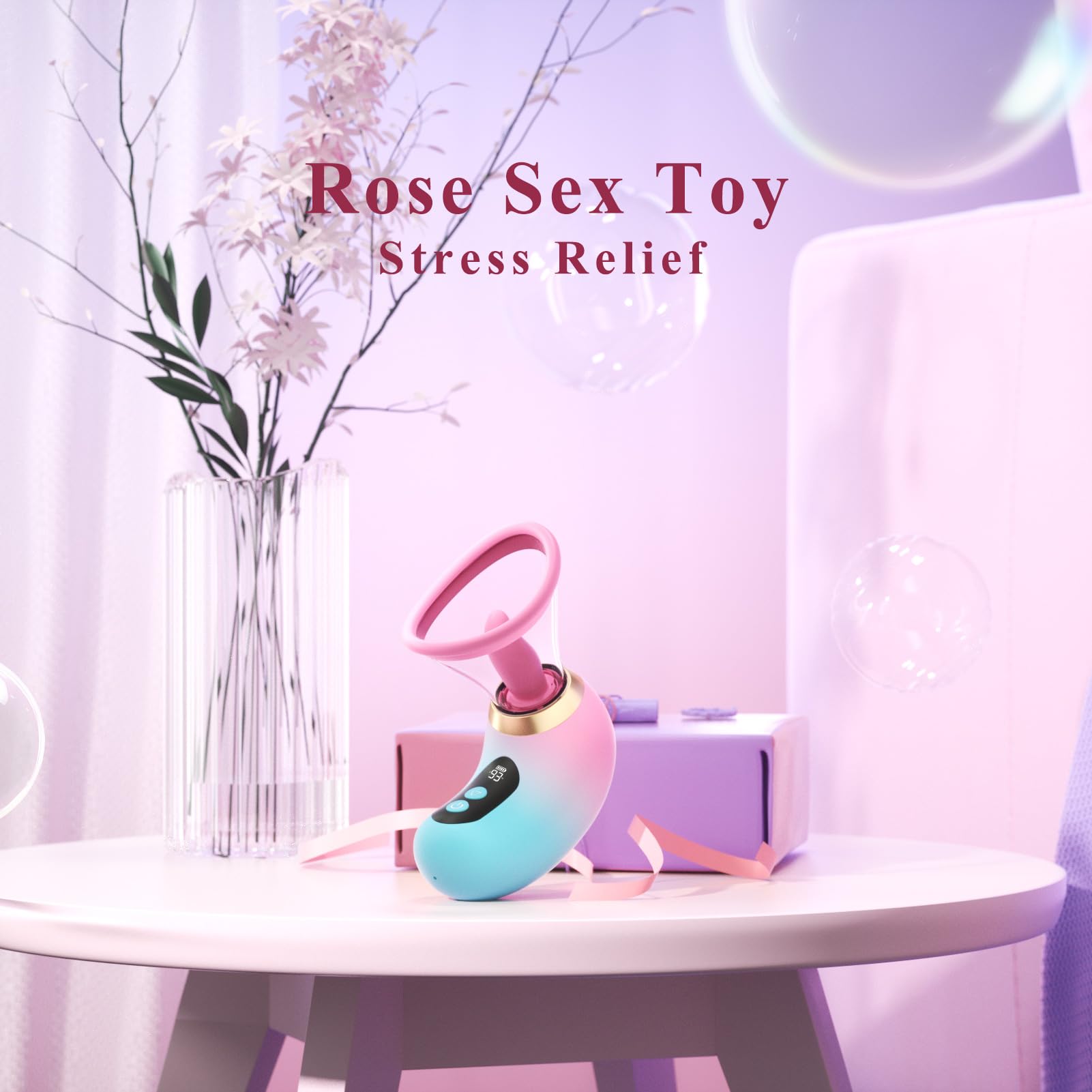 Gasevimo Sex Toys Rose Sex Toy Vibrator Rose Adult Toy Adult Toys for Women 3 Sucking, 9 Tongue Licking & Vibrating Vibrators, LCD Display Removable Cup Woman Female Couples Sex Toys G Spot Vibrators: Pink Blue