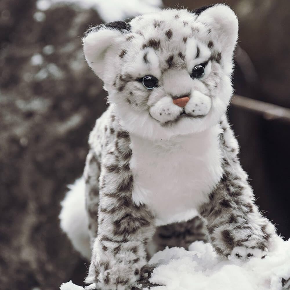 keaiart-ly Snow Leopard Stuffed Animals Plush Toy, 18 Inches Realistic White Leopard Plushies