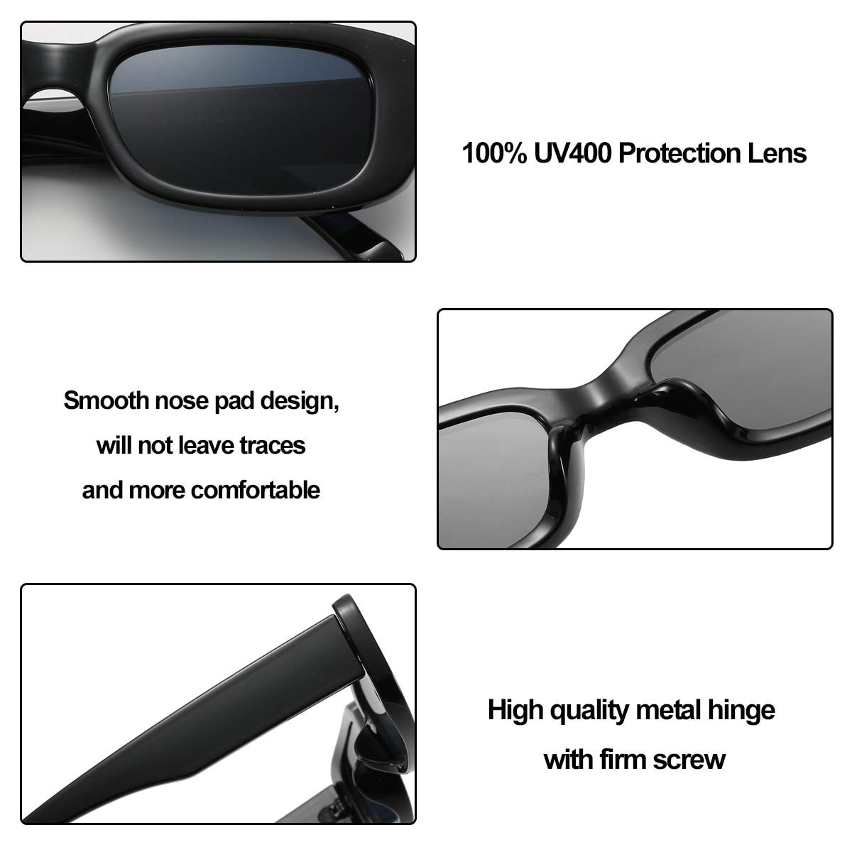 BOJOD Rectangle Sunglasses for Women Retro Fashion Sunglasses UV 400 Protection Square Frame Eyewear thumbnail 4