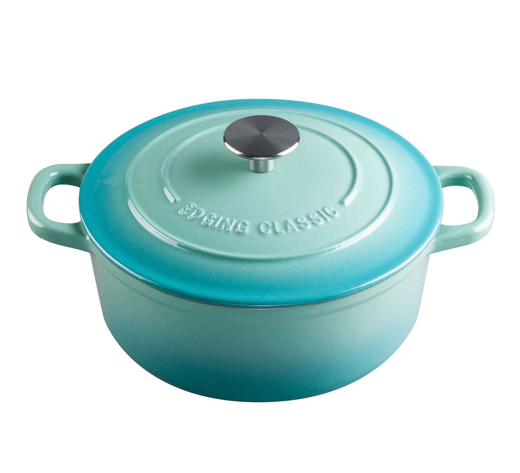 EDGING CASTING Enameled Cast Iron Covered 5.5 Quart Dutch Oven with Dual Handle, Dutch Ovens with Lid for Bread Baking, Pink: 5.5QT Peacock Blue