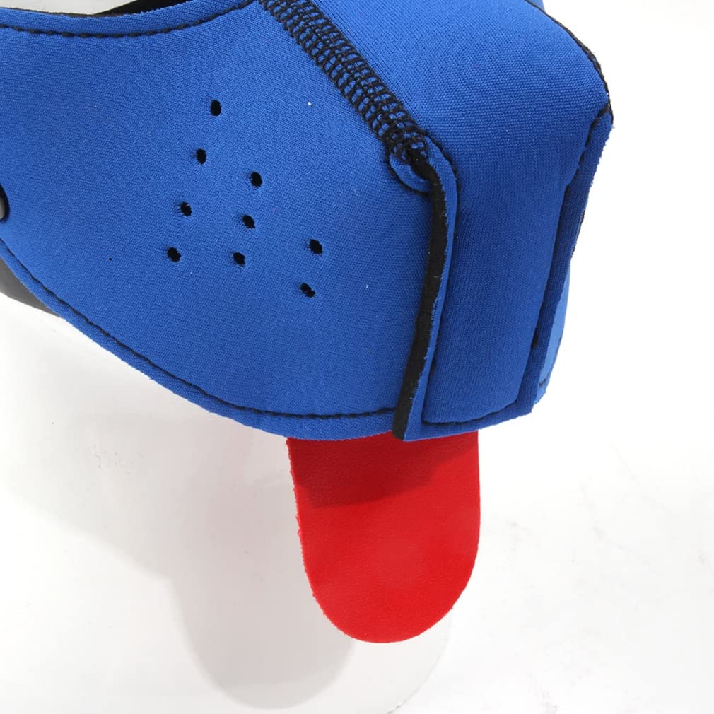 Neoprene Puppy Face Muzzle Dog Hood Mask Play Hoods: Blue