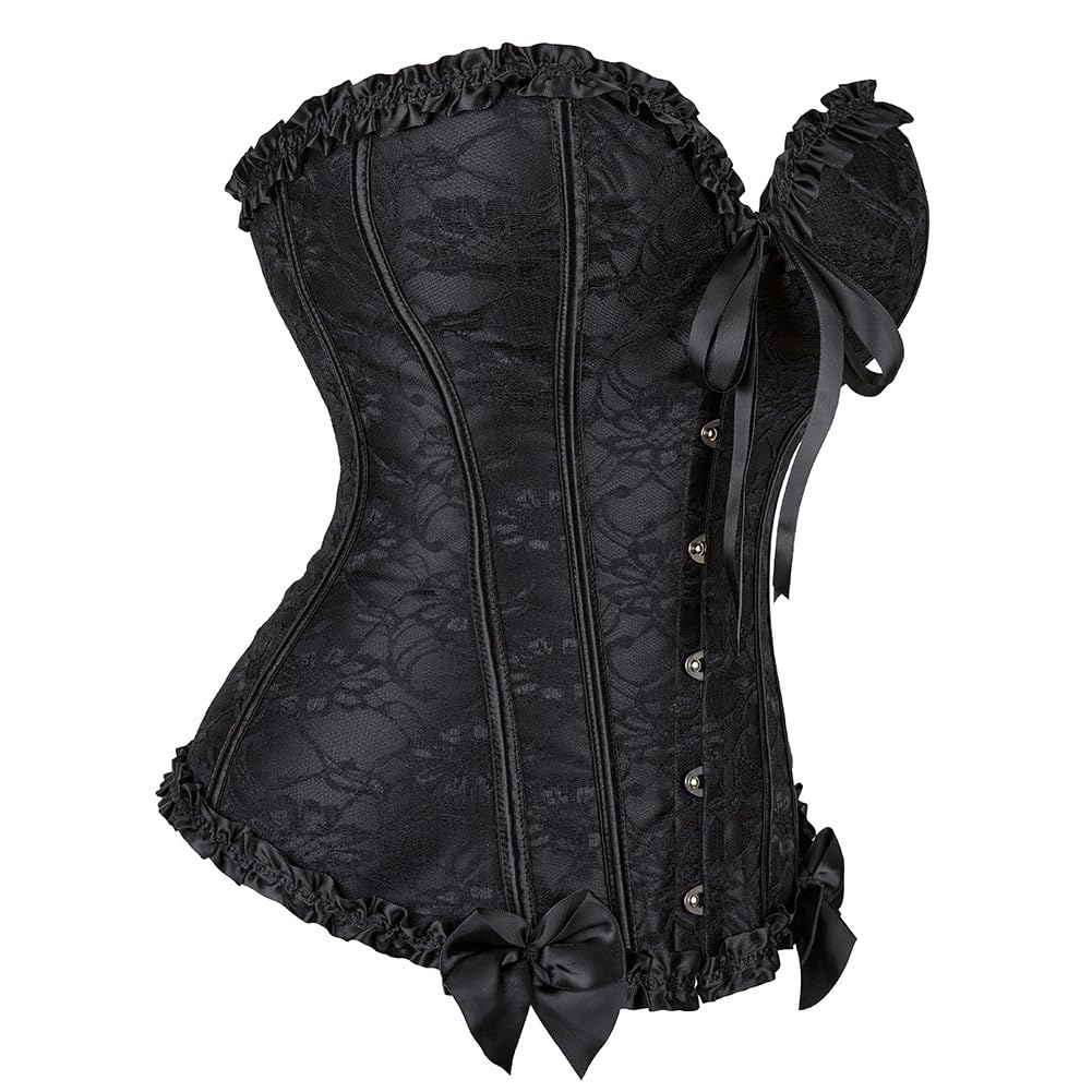 HEZEHAI Corset Tops for Women, Bustier Shapewear Lingerie, Waist Shaping Lace Push Up Bodysuit Pleated Lace Corset Tops