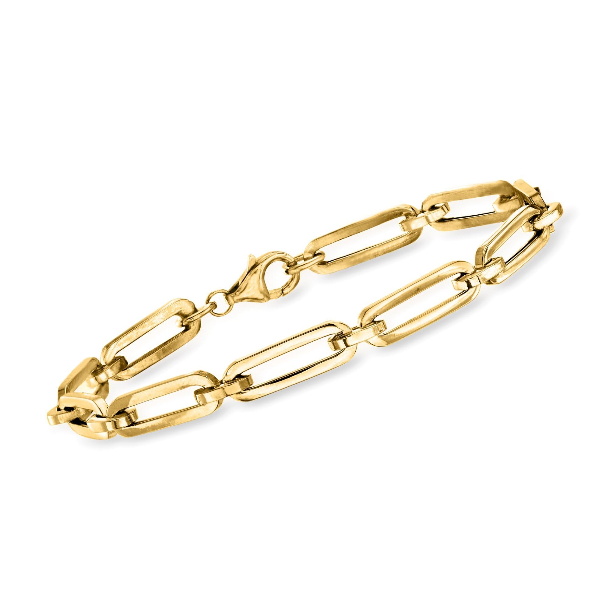 Ross-Simons Italian 14kt Yellow Gold Paper Clip Link Bracelet. 7 inches - Image 1