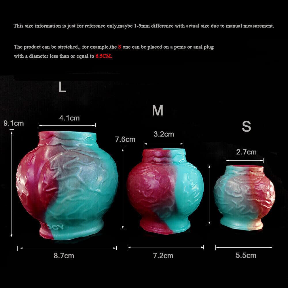 Silicone Large Knot Dildo Cock Ring Penis Sleeve Vaginal Anal Stimulate Ring Toys (M): Large