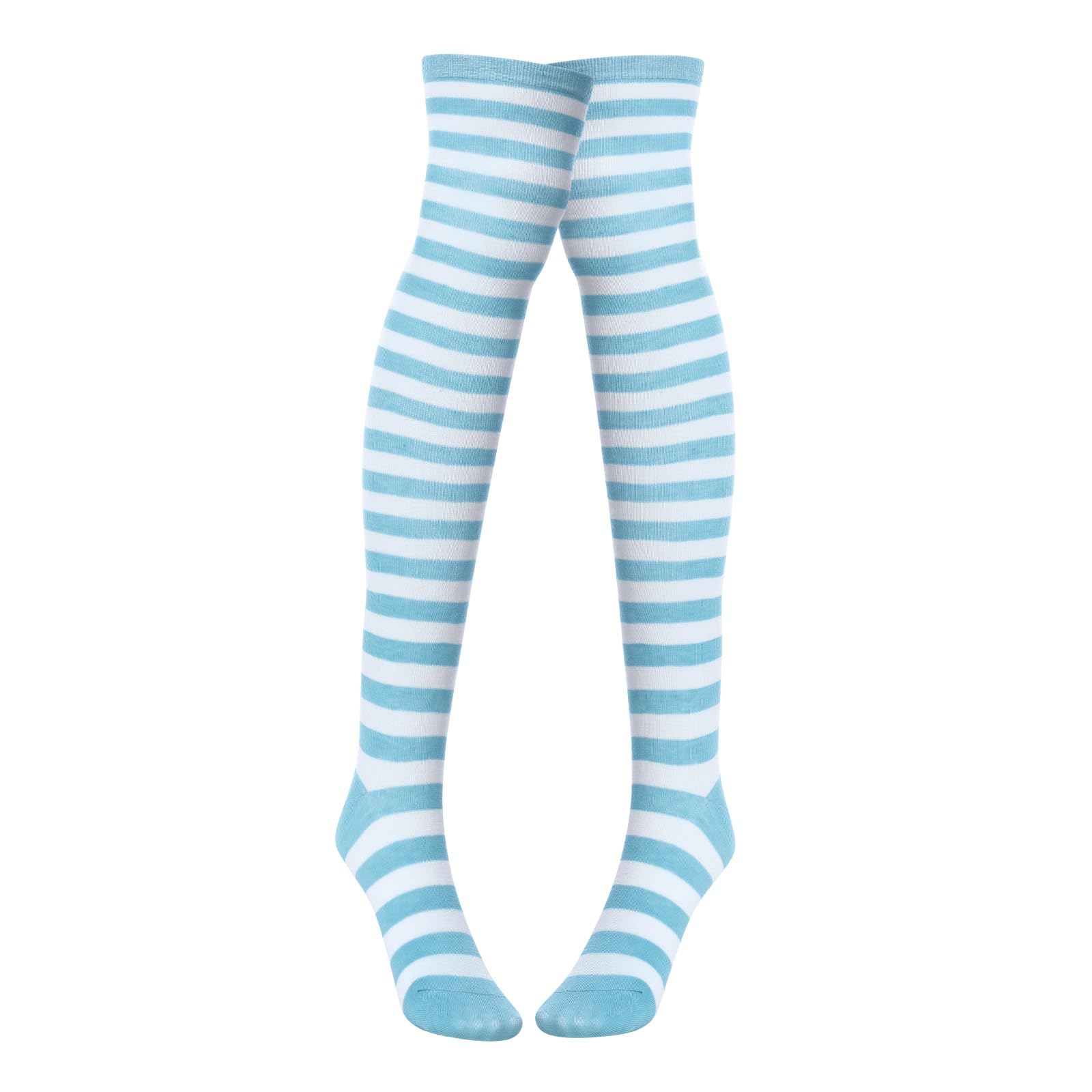 ABAFIP Women Cute Kawaii Anime Lingerie set Halter Strap Micro Bra Tiny Panty Garter Belt Striped Stockings 4Pcs Underwear: One Size Blue - Pinstripes
