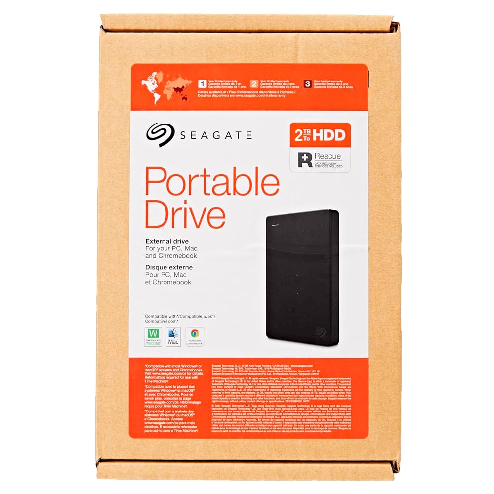 Seagate Portable 2TB External Hard Drive HDD — USB 3.0 for PC, Mac, PlayStation, & Xbox -1-Year Rescue Service (STGX2000400): Portable HDD 2TB Black