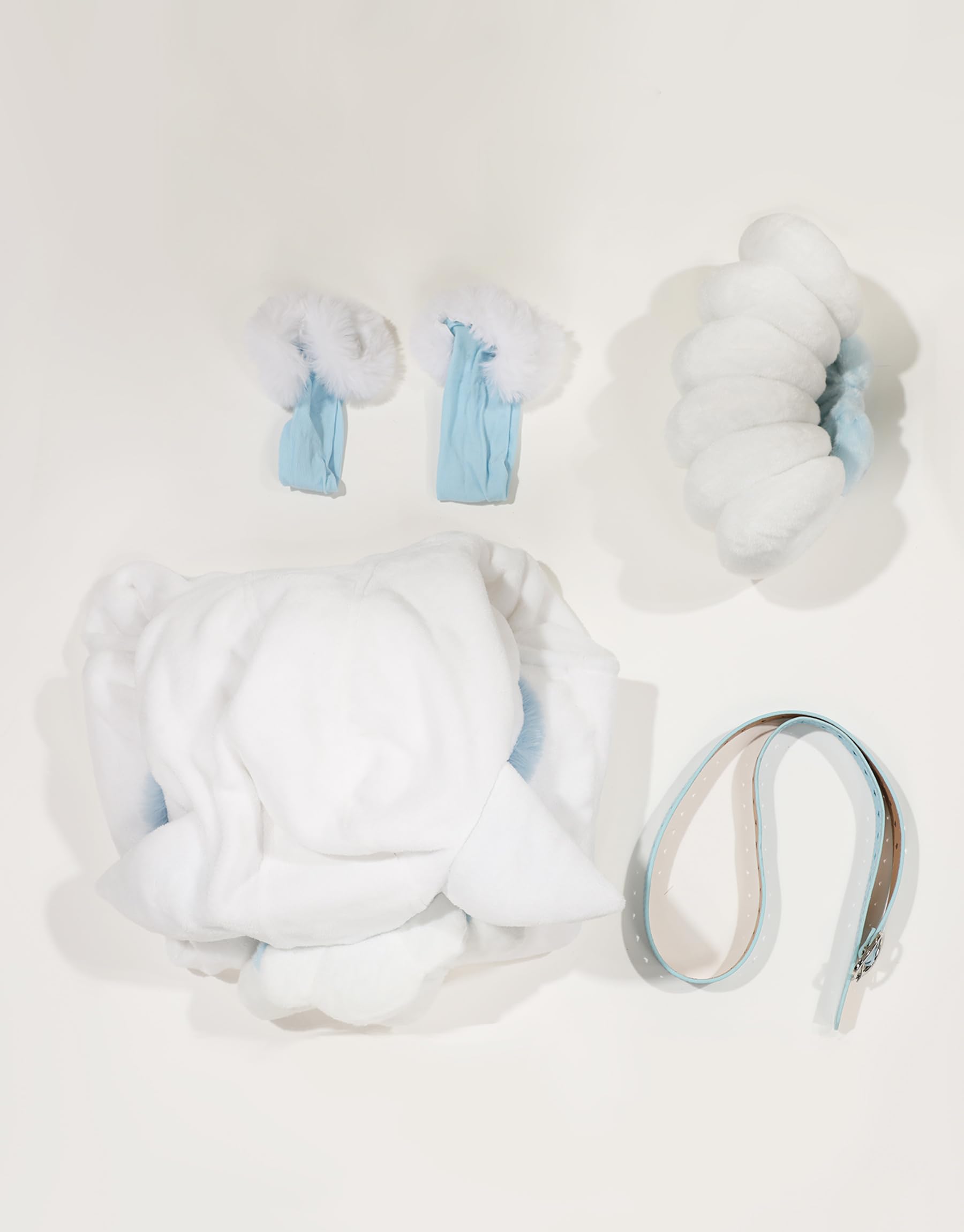 Mobbunny Women's Anime Cosplay Costume Fluffy Romper Onesie Pajamas White Blue Furry Hooded Bodysuit Bodycon Sleepwear: Small