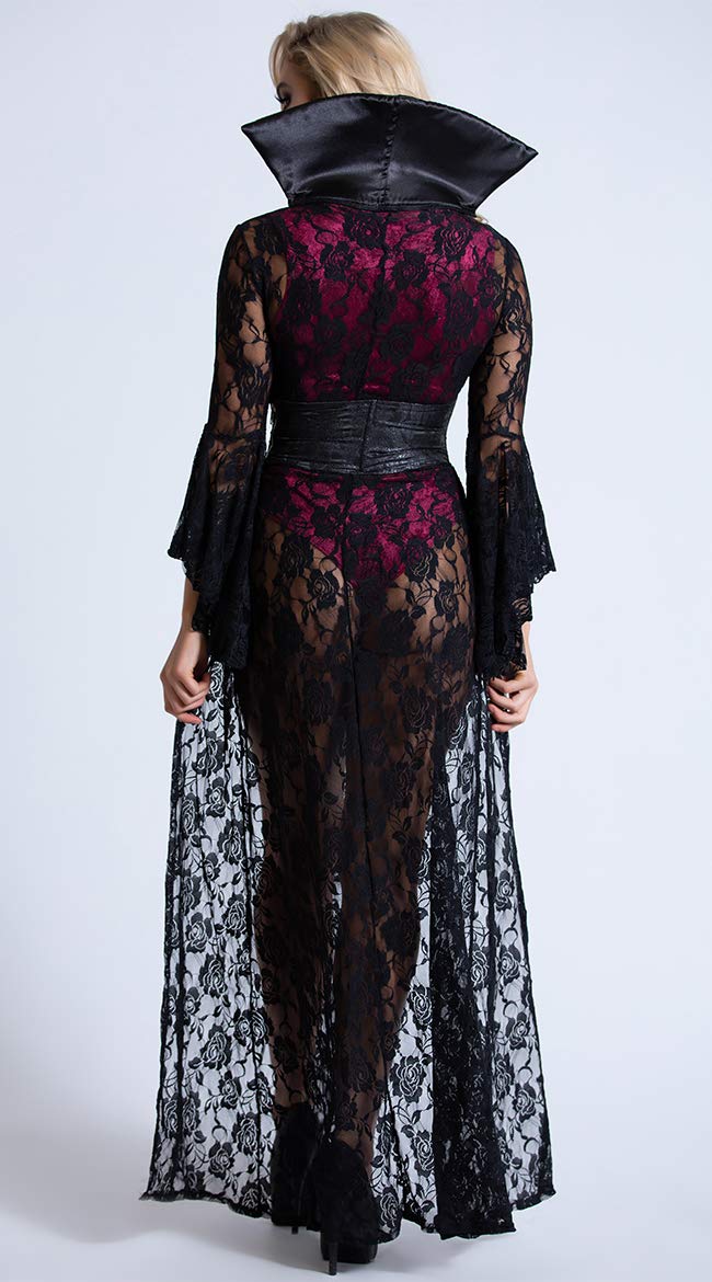 Yandy Exclusive Sexy Deluxe Black Wicked Velvet Bodysuit Vampire Costume: Small Black/Burgundy