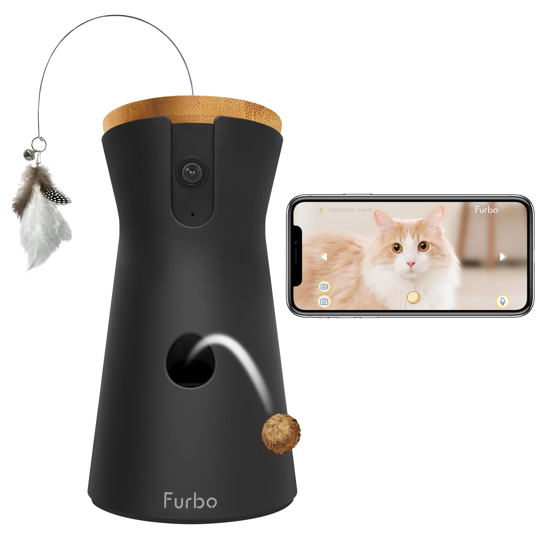 Furbo 360° Dog Camera - Unlock with Paid Plan: Home Security & Dog Safety Alerts, Rotating Pet Treat Dispenser w/ 2-Way Speaker, Smart Indoor Cam w/Phone App (3mo Minimum Subscription Required): Cat Cam (No Subscription Required)
