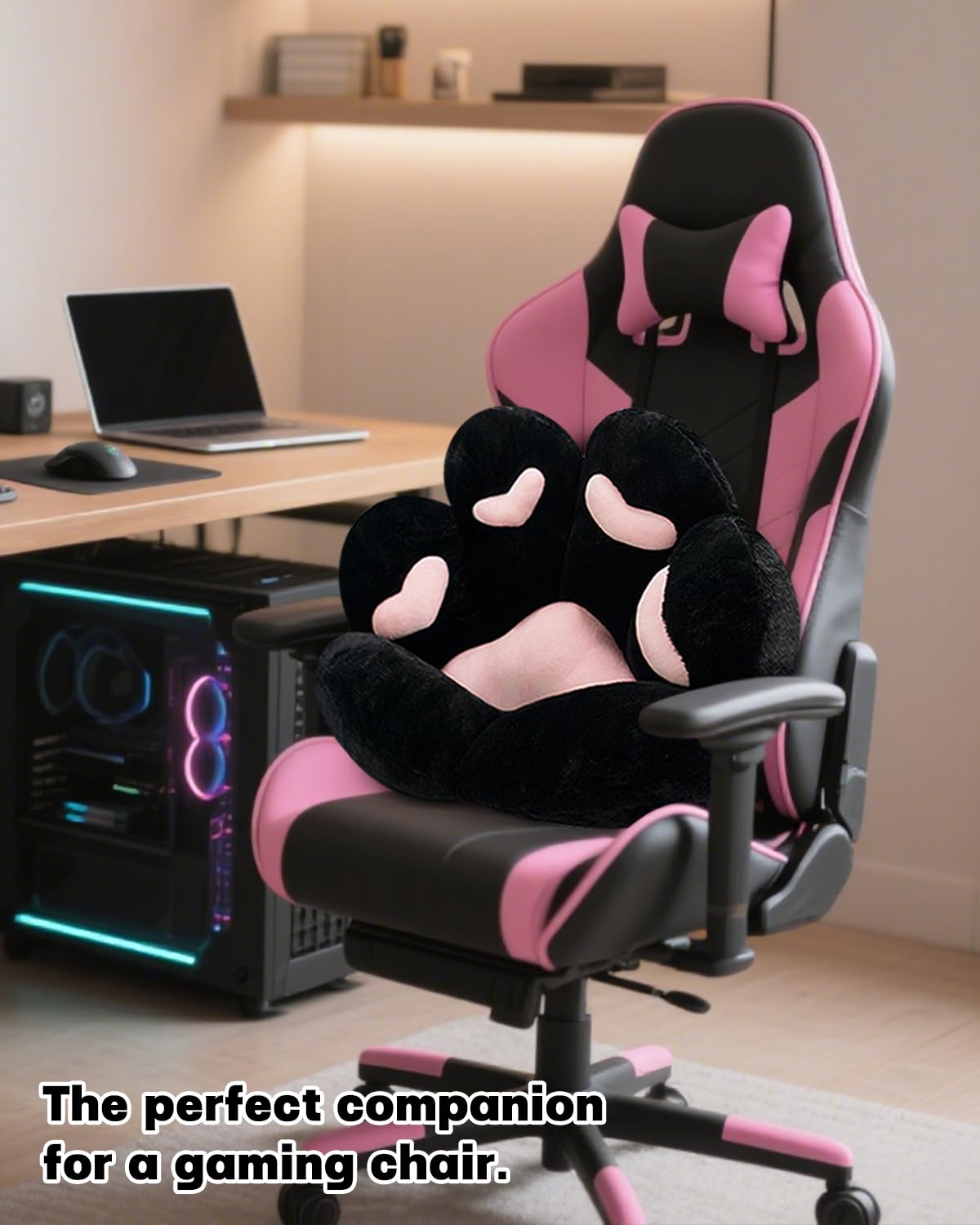 MOONBEEKI Cat Paw Cushion Chair Comfy Kawaii Plush Seat Cushions Shape Lazy Pillow for Gamer Chair 28"x 24" Cozy Floor Cute Seat Kawaii for Girl Worker Gift, Dining Room Bedroom Decorate Black: Black 28 Inch