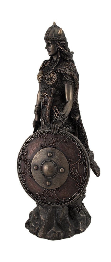 Veronese Design Viking Shieldmaiden Bronze Finished Statue Norse Mythology