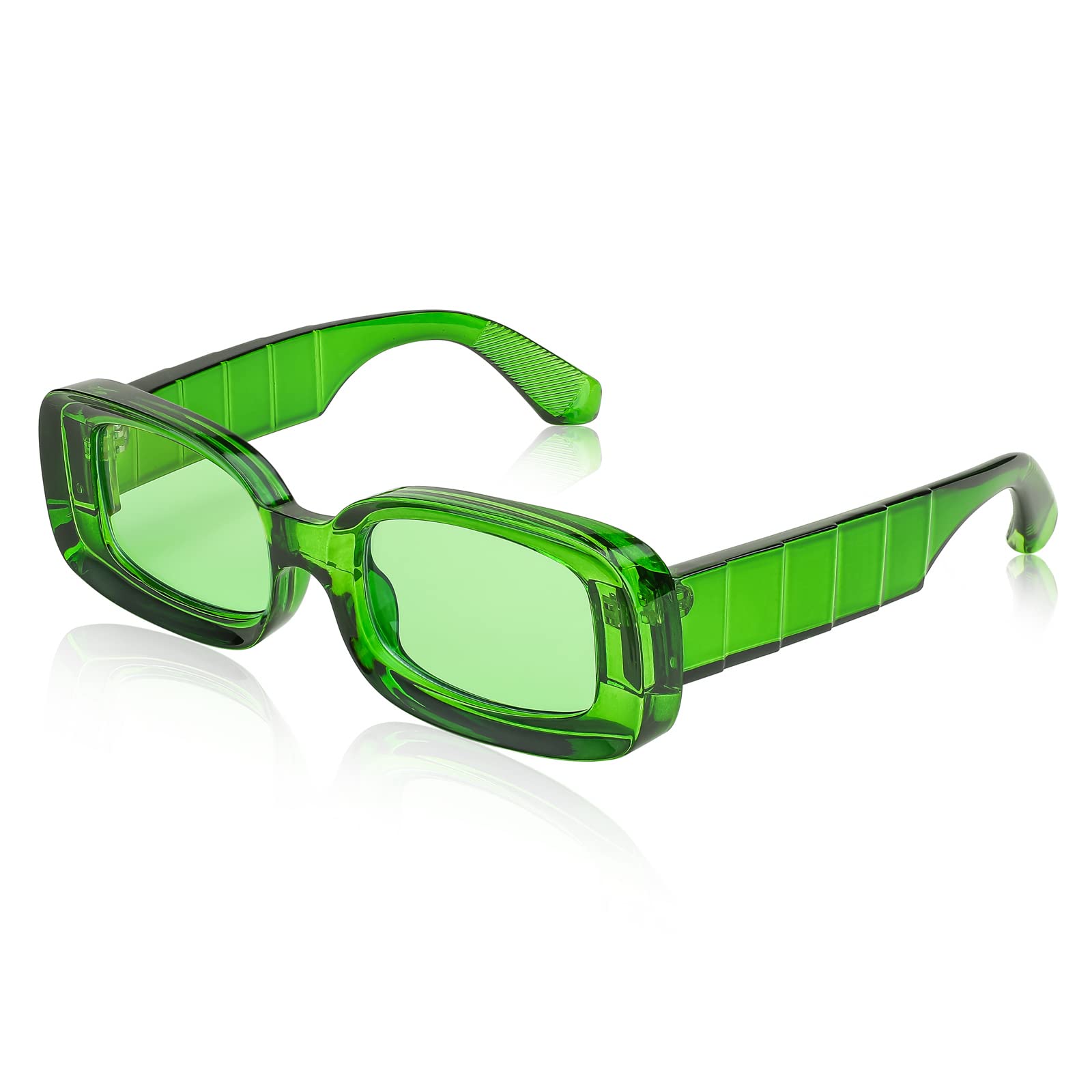 FEISEDY Retro Thick Rectangle Sunglasses Retro 90s Small Chunky Square Women Men B2307 thumbnail 1