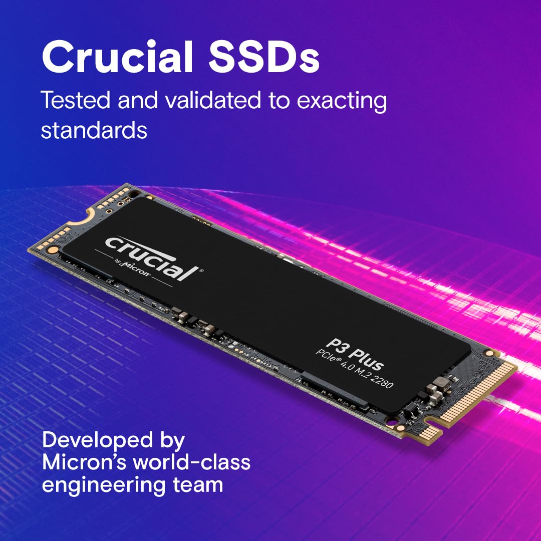 Crucial P3 Plus  PCIe Gen4 3D NAND NVMe M.2 SSD, up to 4800MB/s - CT4000P3PSSD8: 2TB P3 Plus SSD