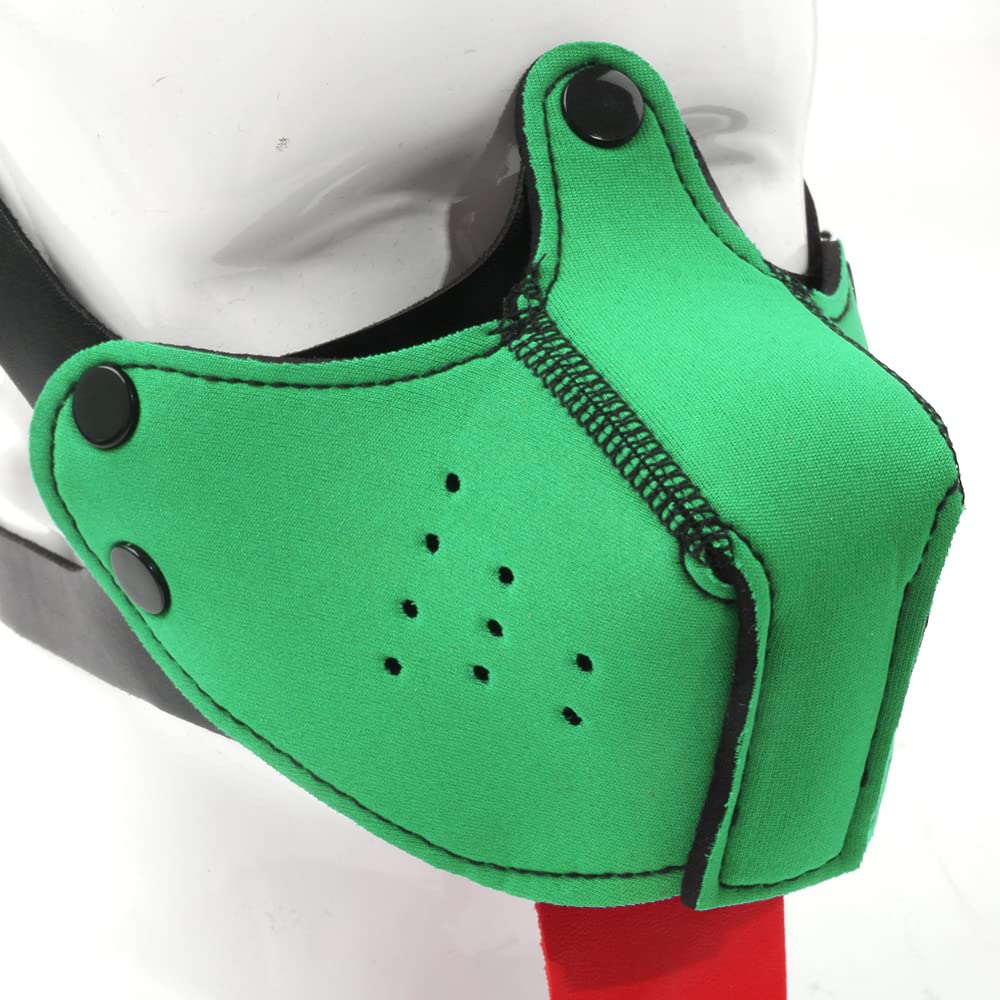 Neoprene Puppy Face Muzzle Dog Hood Mask Play Hoods: Green